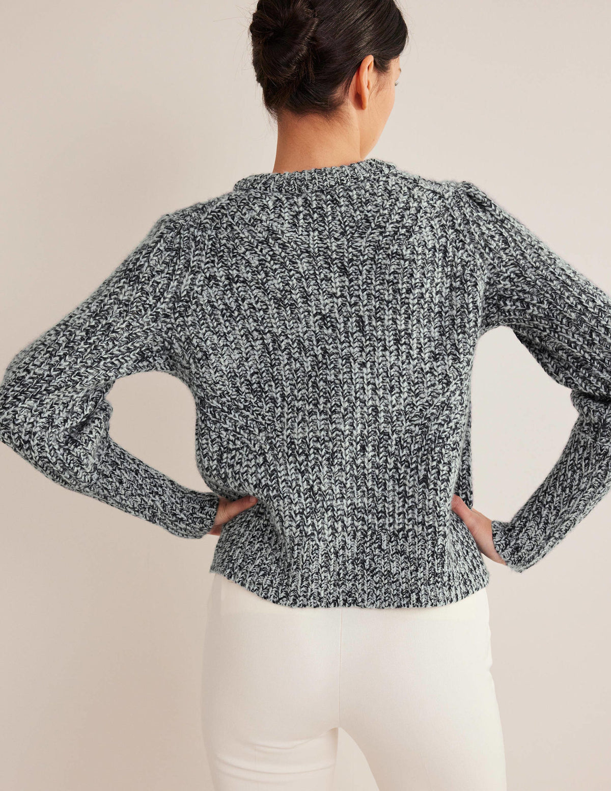 Breiter Kaschmirpullover mit Rippstruktur-Navy, Chinchilla Marl - Image 3