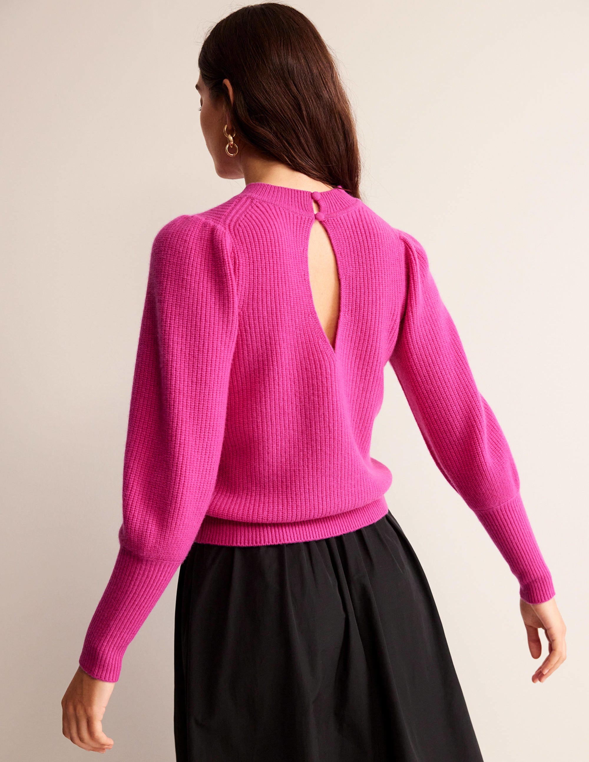 Key-Hole Cashmere Jumper-Rose Violet - Image 3