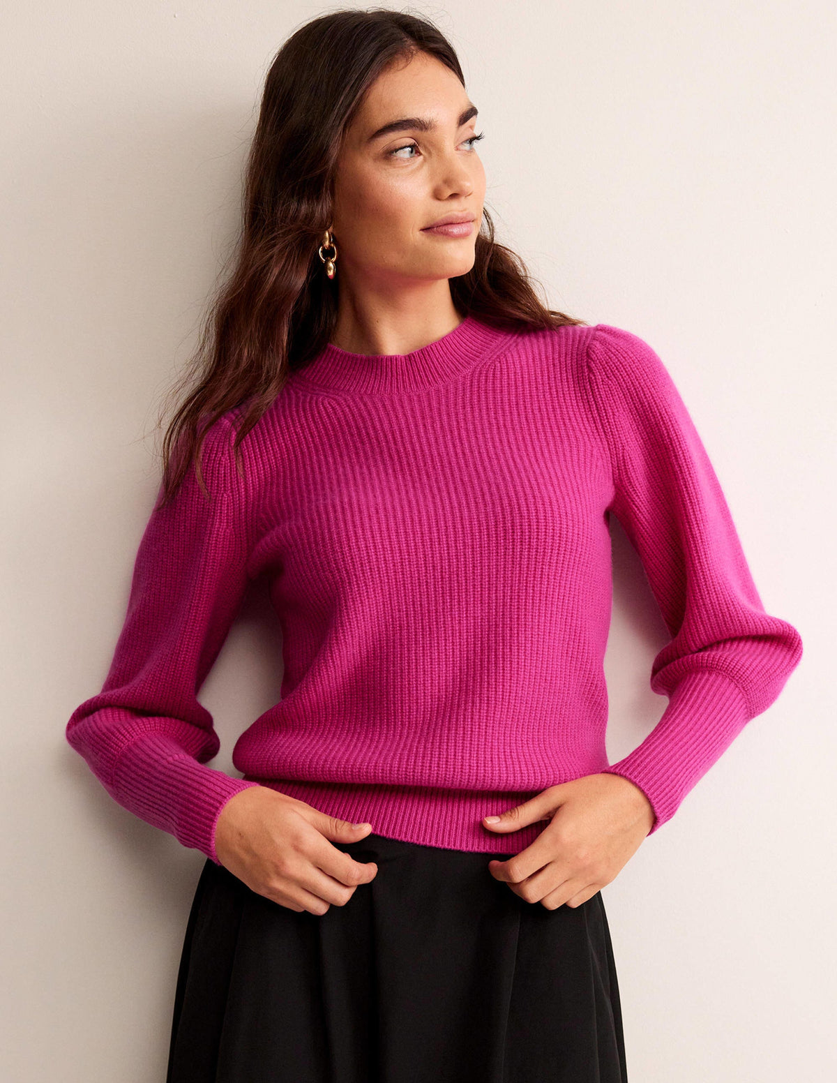 Key-Hole Cashmere Jumper-Rose Violet - Image 4