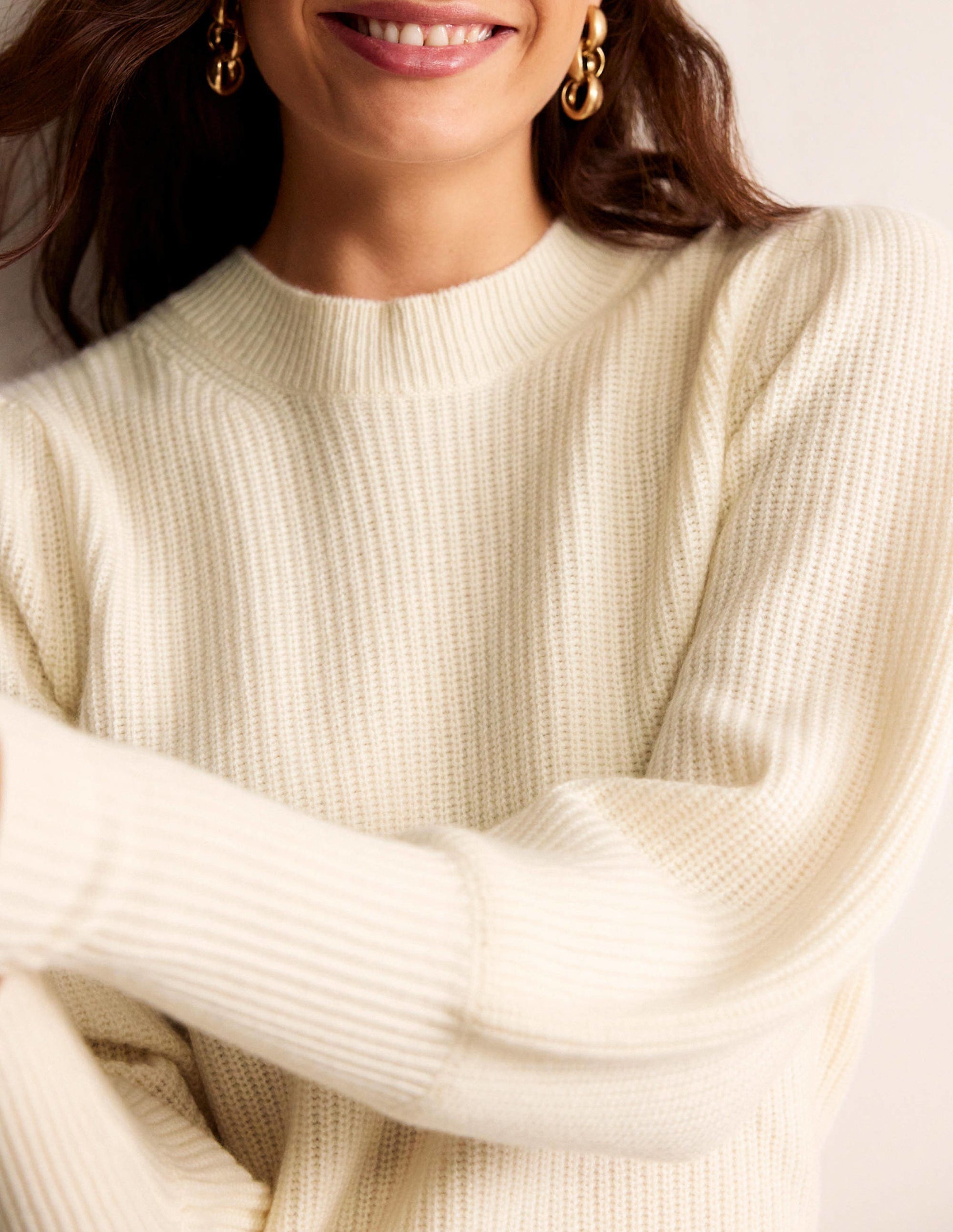 Kaschmirpullover mit Schlüssellochausschnitt-Warmes Naturweiß-2