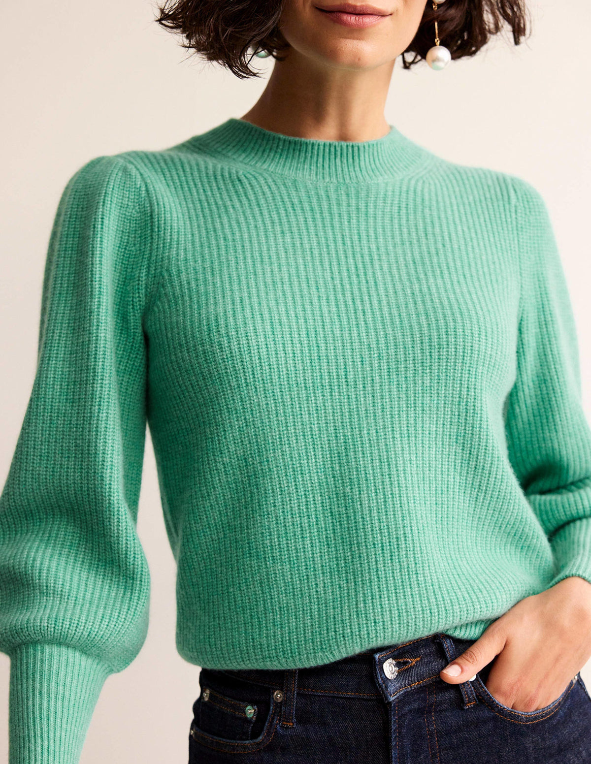 Kaschmirpullover mit Schlüssellochausschnitt-Indischer Ozean - Image 2