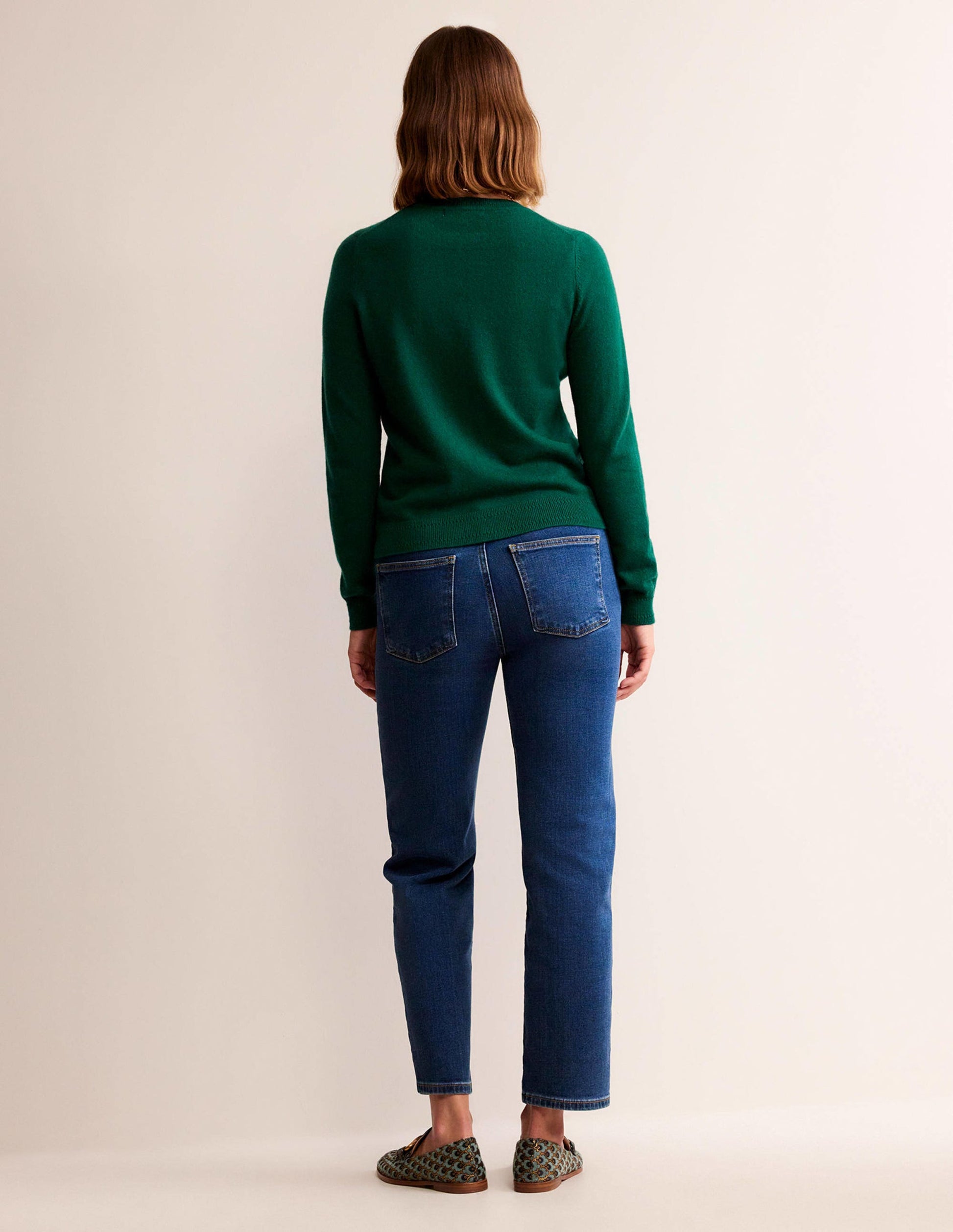 Eva Cashmere Crew Neck Jumper-Deep Forest-6