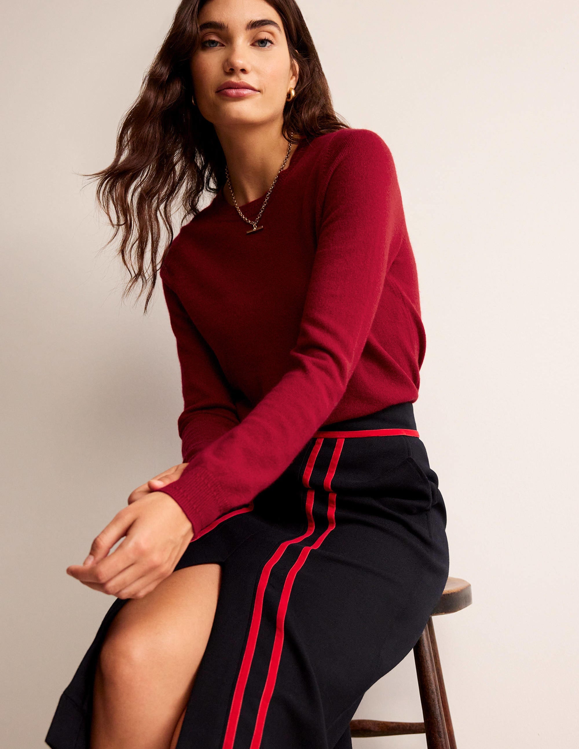 Eva Kaschmirpullover mit Rundhalsausschnitt-Salsa - Image 1
