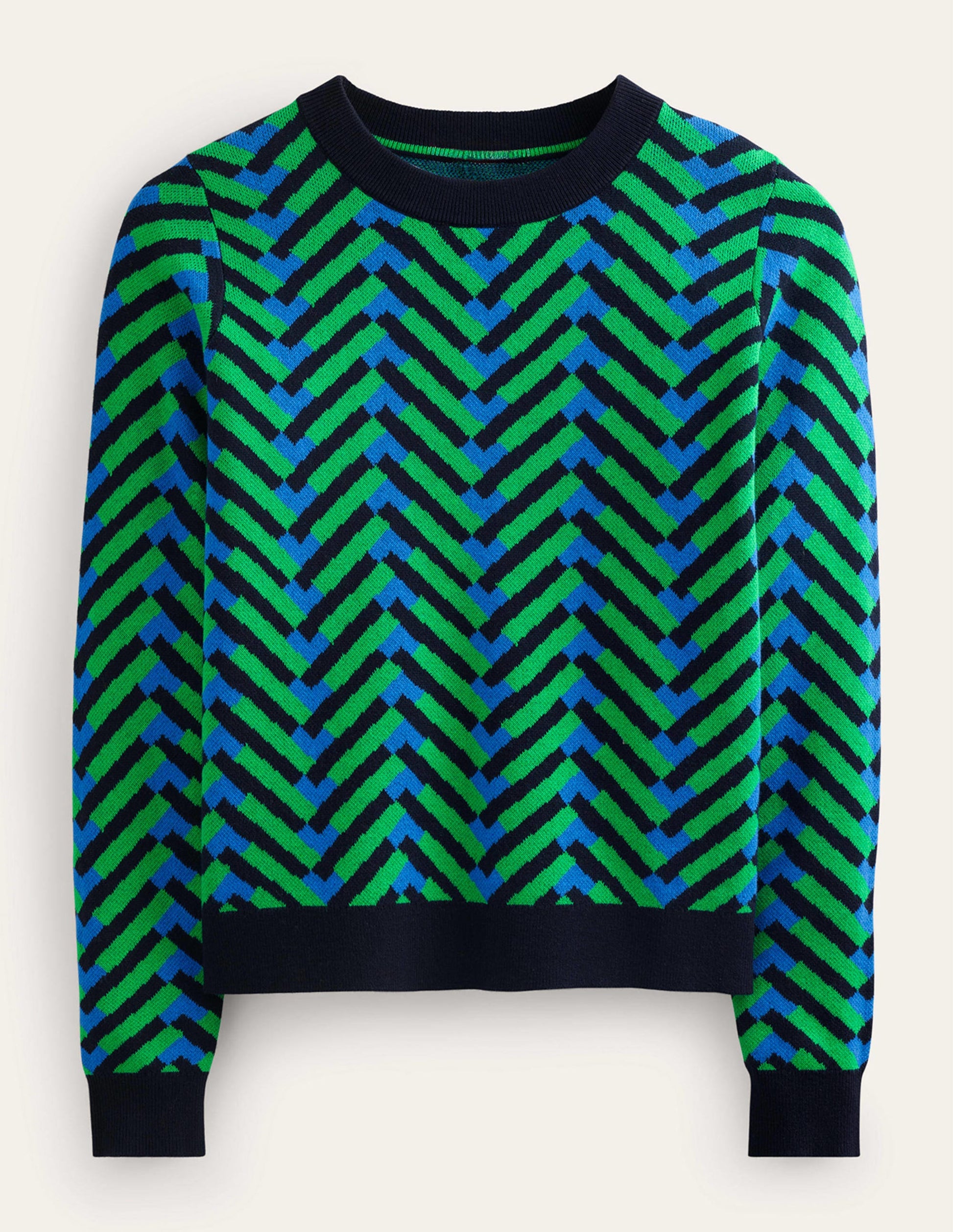 Jacquard-Pullover-Pigmentgrün, Chevron Geo-6