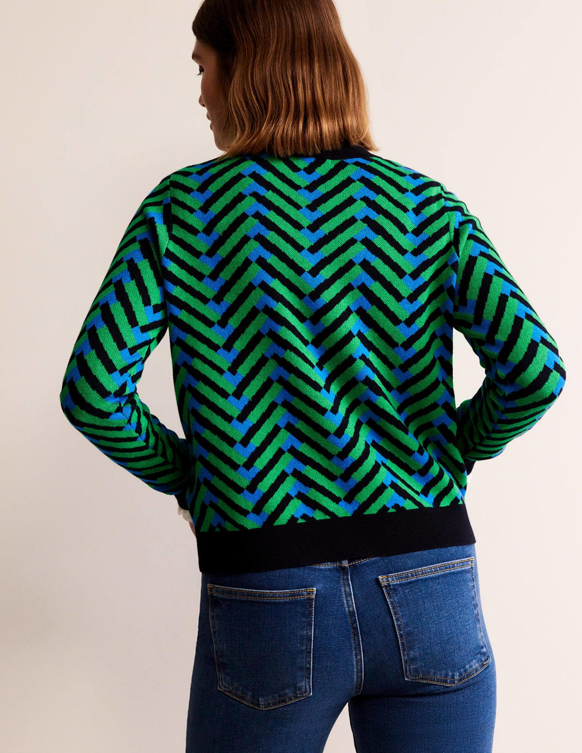 Jacquard-Pullover-Pigmentgrün, Chevron Geo-3
