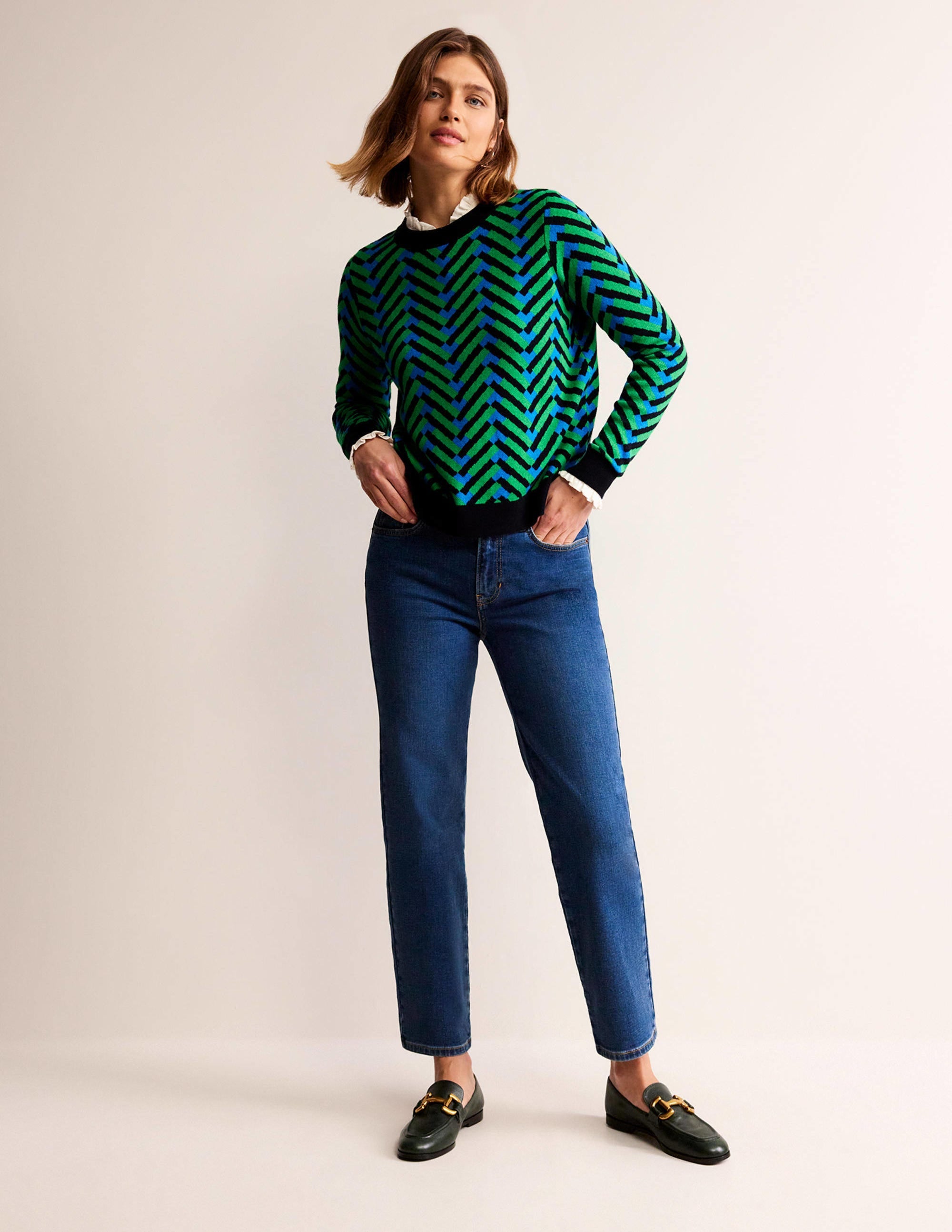 Jacquard-Pullover-Pigmentgrün, Chevron Geo - Image 4