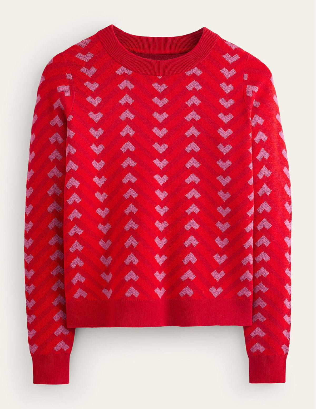 Jacquard Jumper-Cranberry, Chevron Geo-6