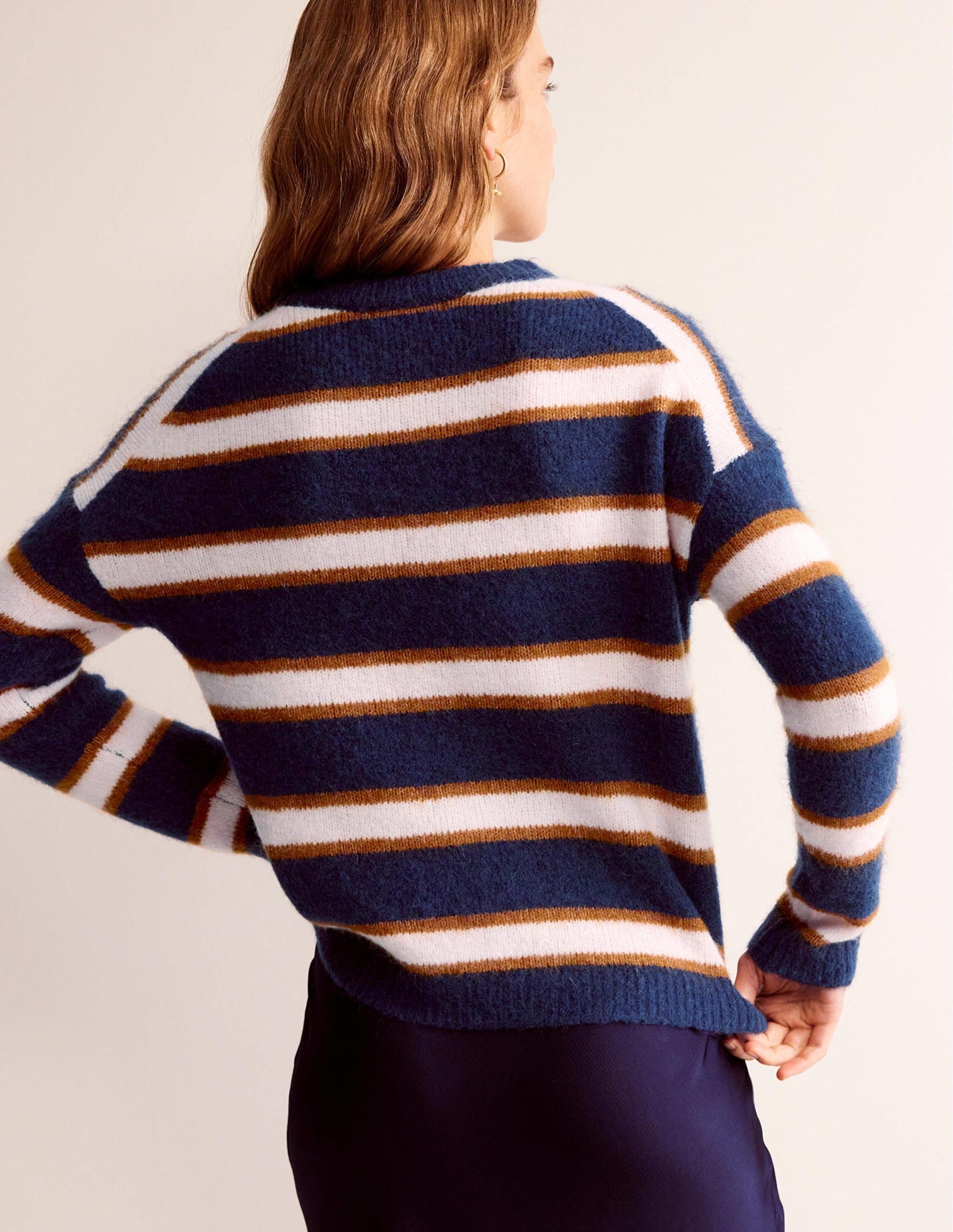 Pull duveteux décontracté Rosemary-Bleu marine foncé et Citrouille - Image 3