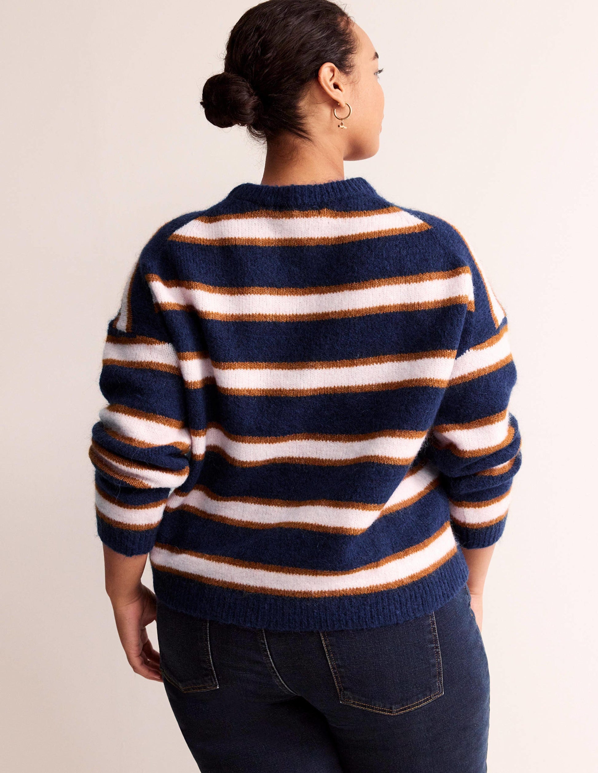 Pull duveteux décontracté Rosemary-Bleu marine foncé et Citrouille-8