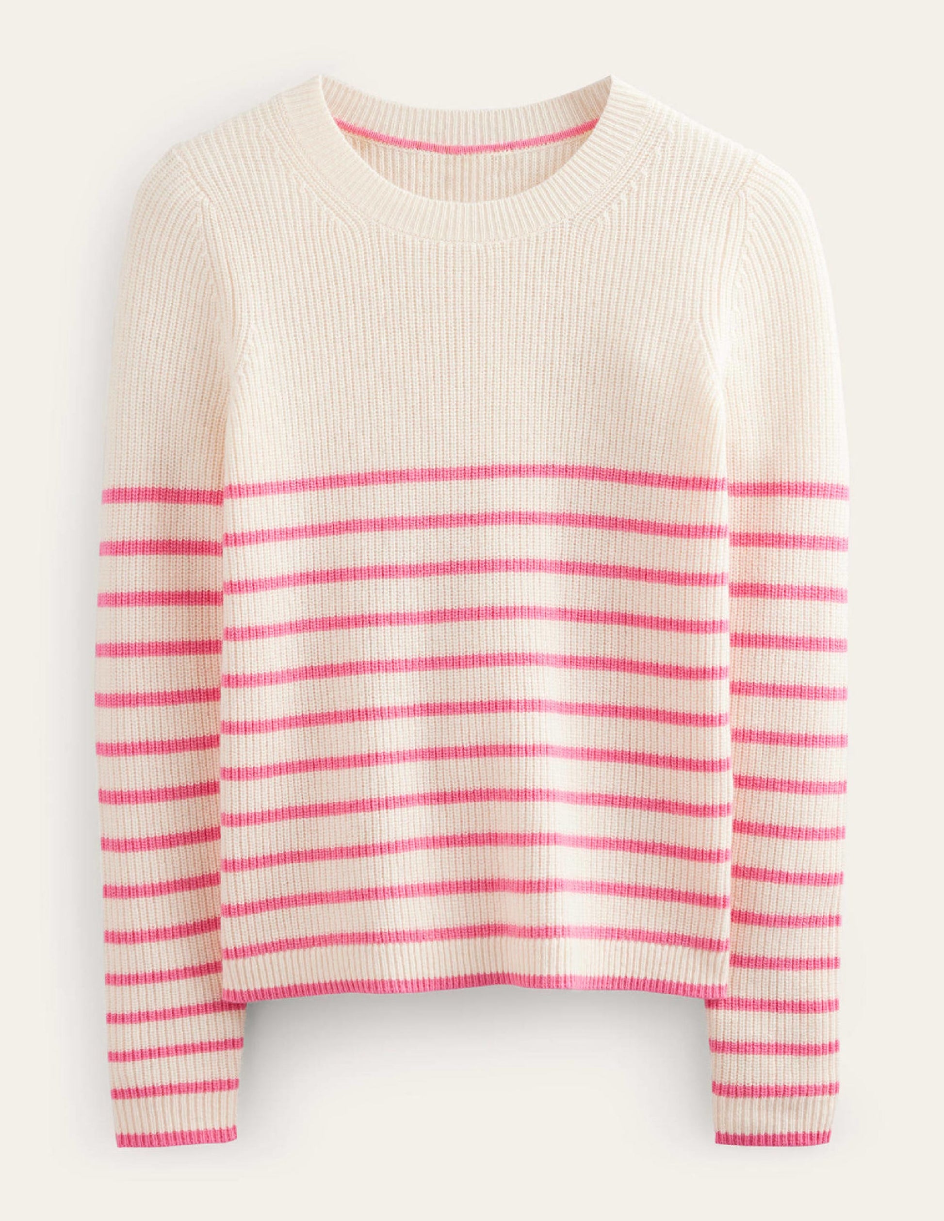 Francesca Stripe Jumper-Warm Ivory, Crayon Pink-5