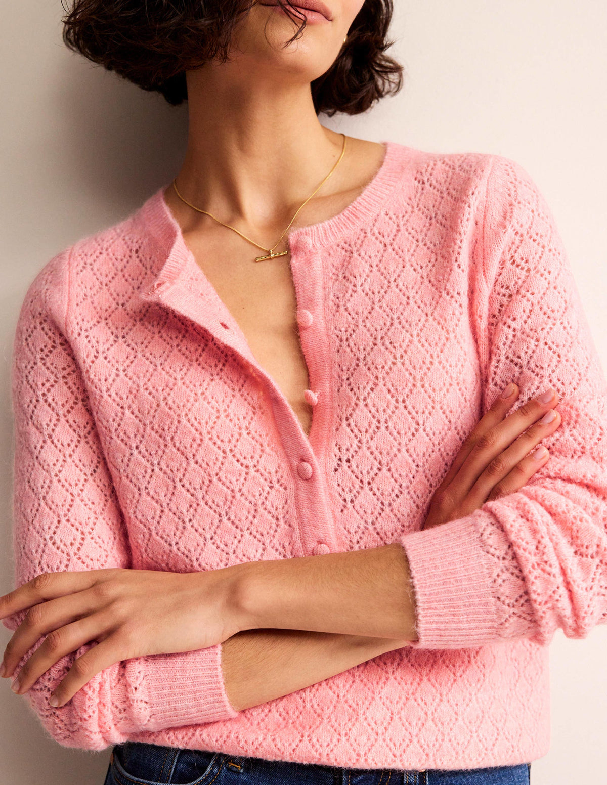 Flauschiger Henley-Pointelle-Pullover-Dahlienrosa-2