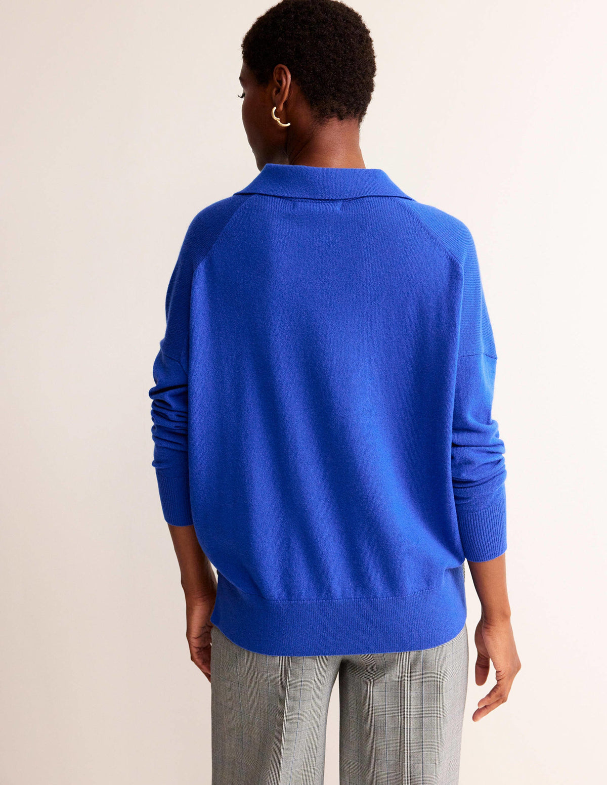 Collared Cashmere Henley-Cobalt - Image 3