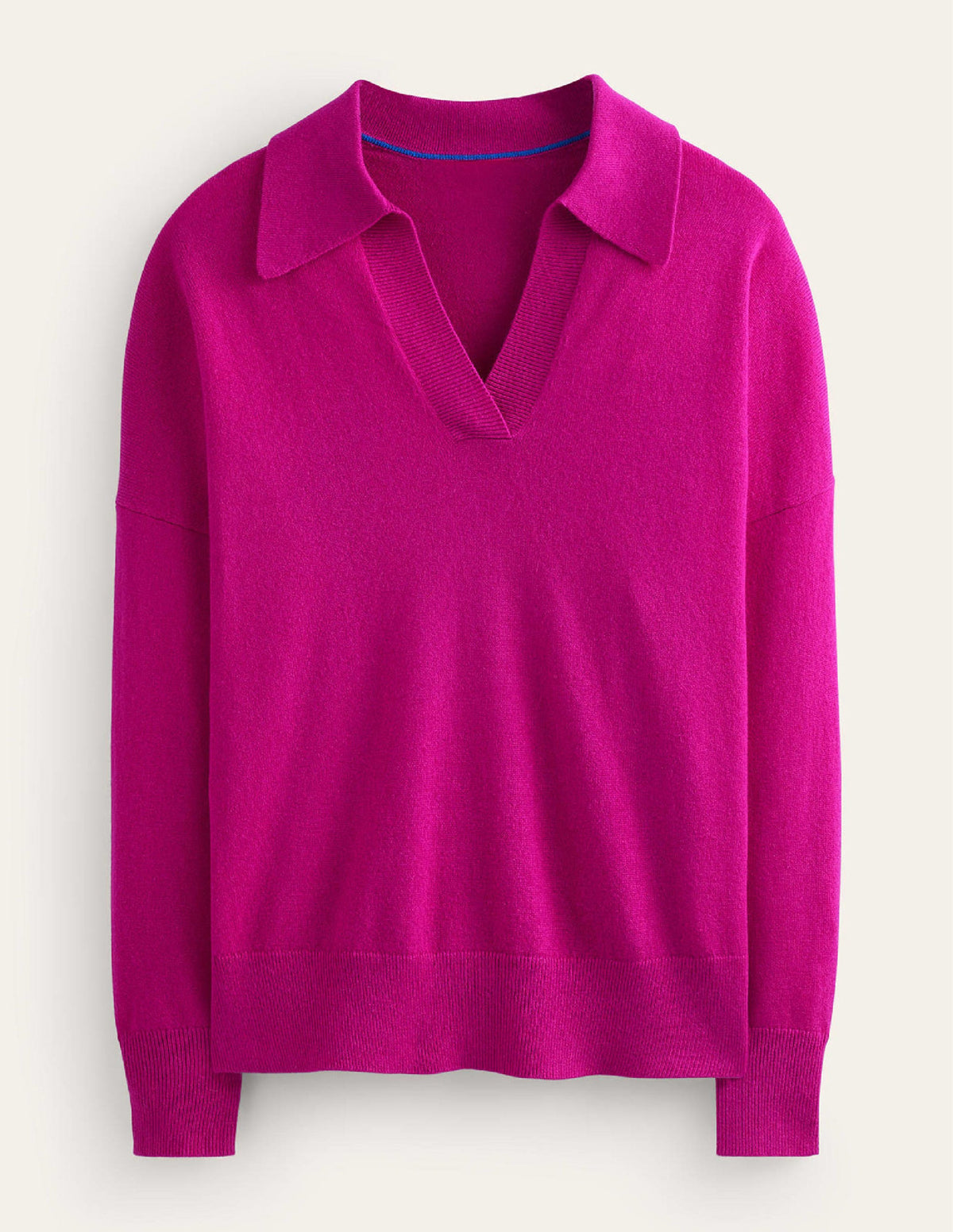 Henley-Pullover aus Kaschmir mit Kragen-Magenta - Image 5