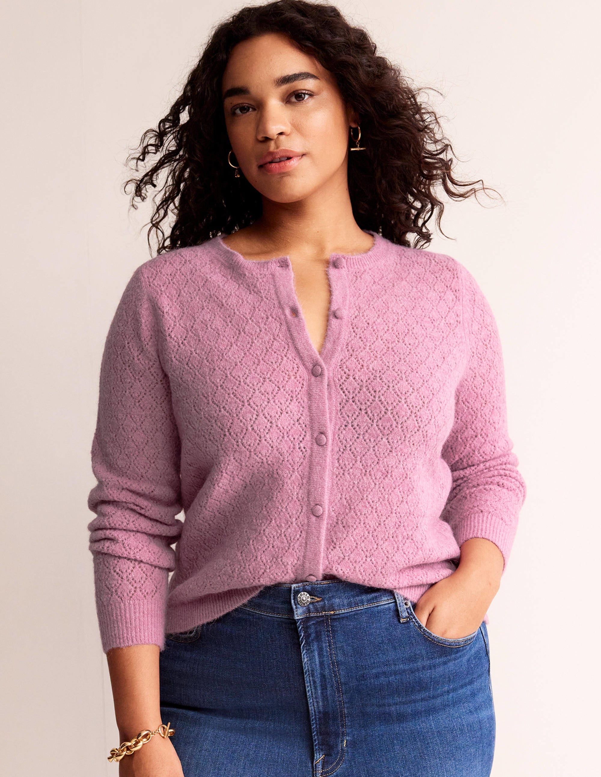 Cardigan duveteux en pointelle-Bonbon acidulé à la fraise - Image 8