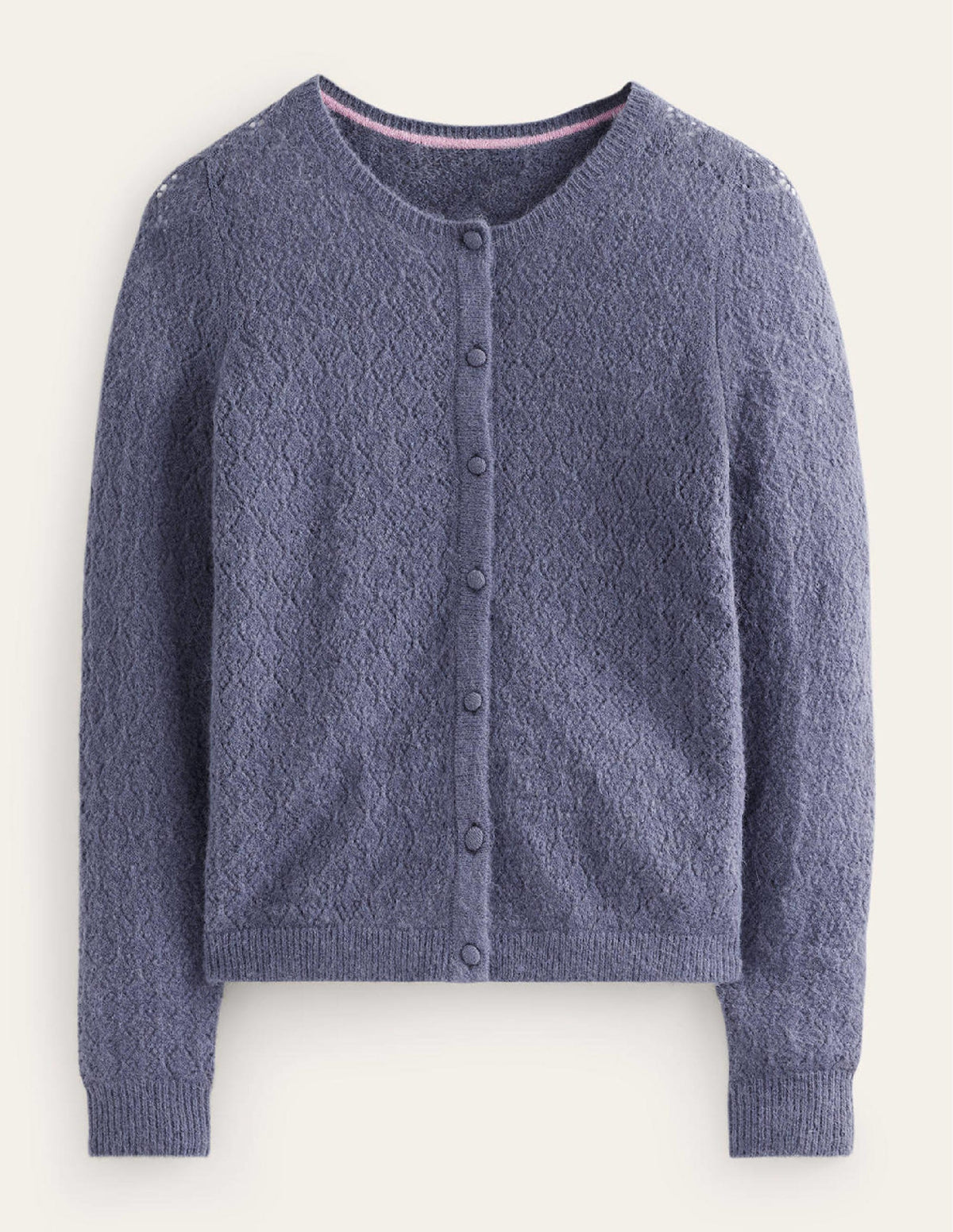Fluffy Pointelle Cardigan-Nightshadow Blue - Image 5