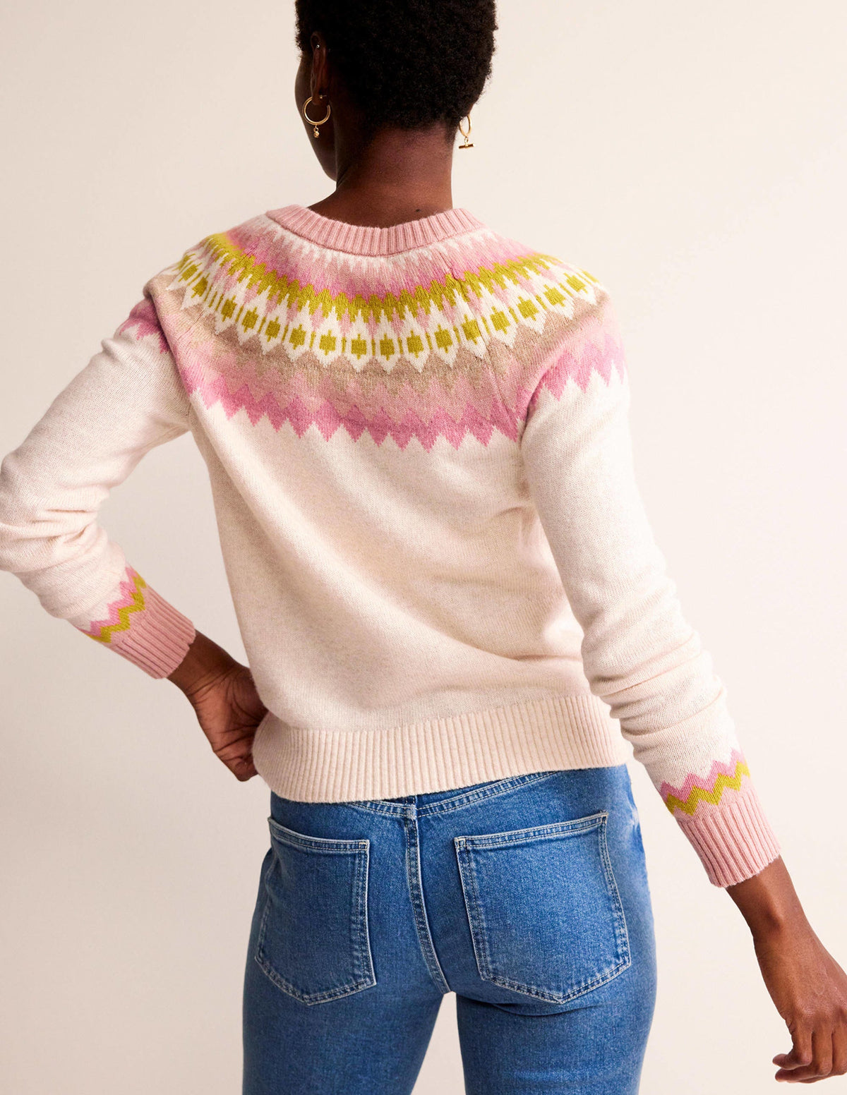 Edie Fair Isle Cardigan-Oatmeal Melange Fair Isle-3