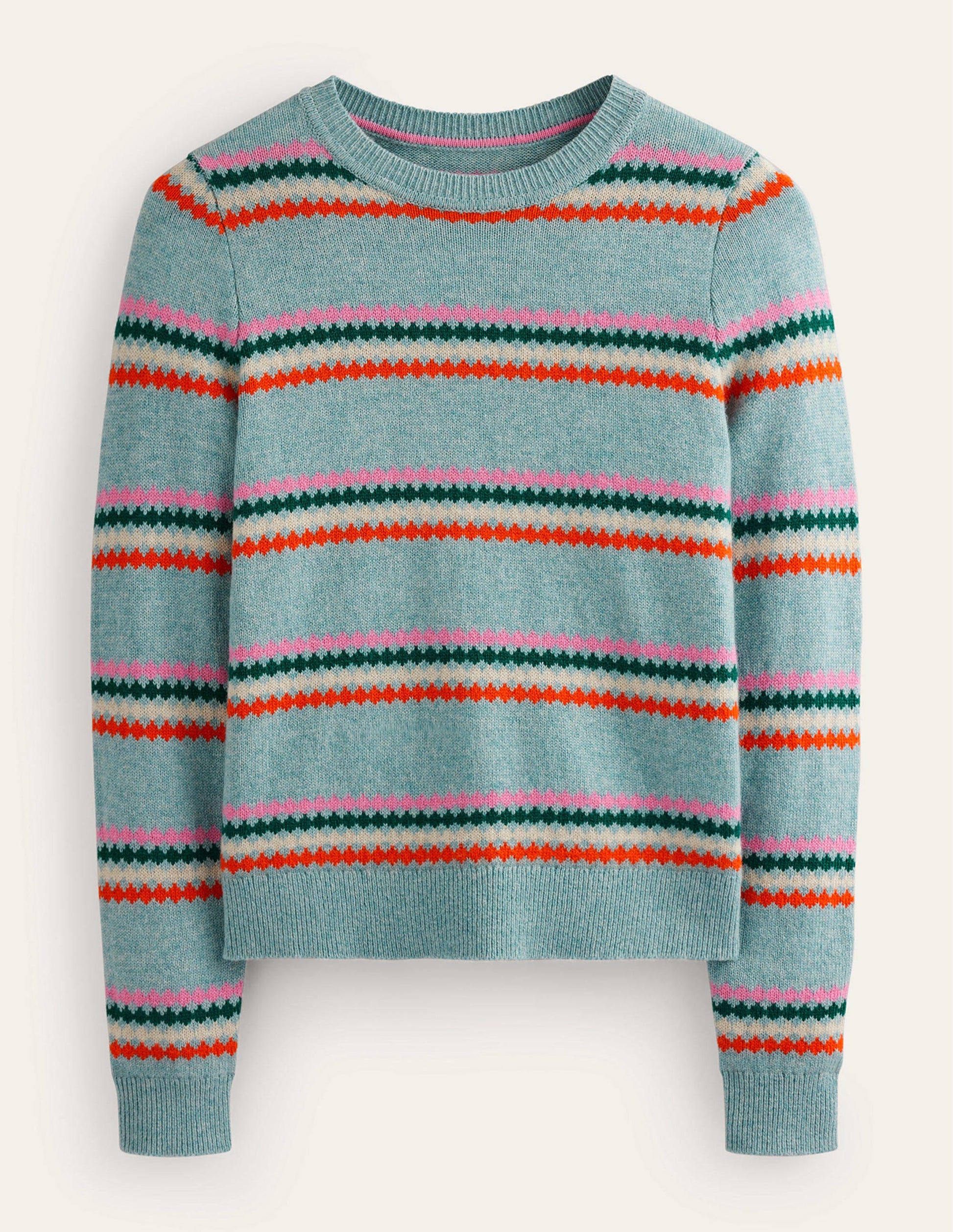 Edie Fair-Isle-Pullover-Blau Diamant Streifen-9