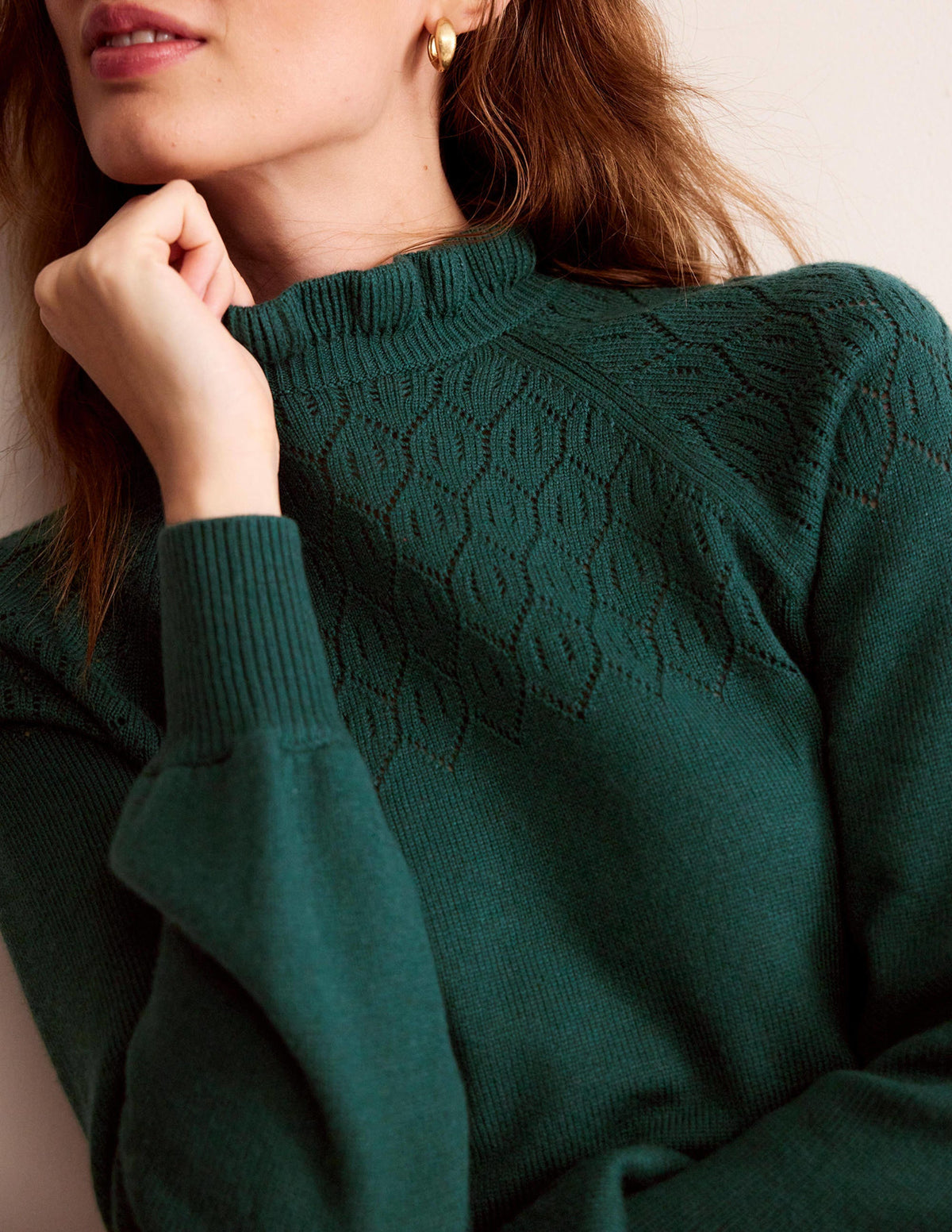 Pullover mit Pointelle-Detail-Dunkles Smaragdgrün-2