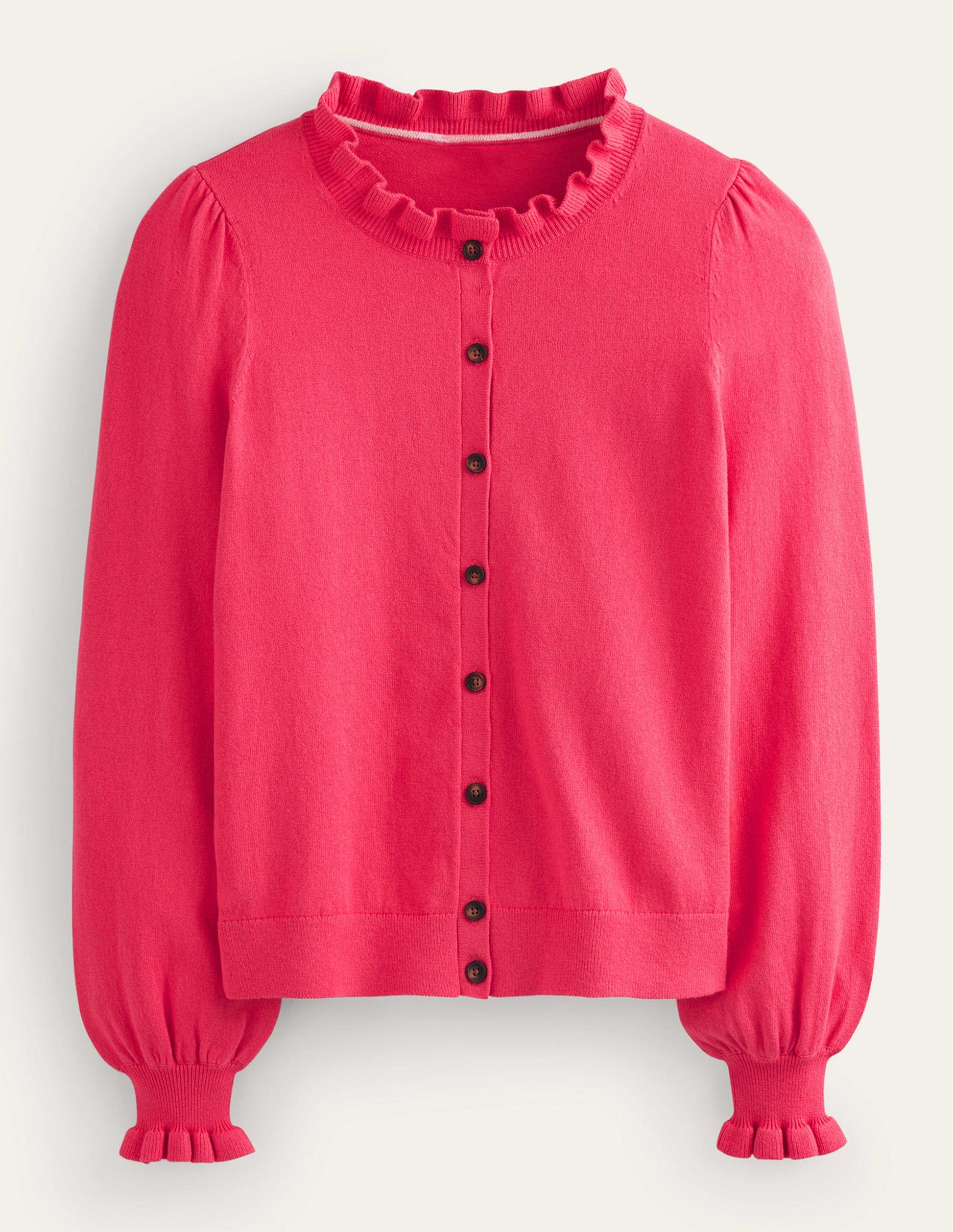 Ruffle-Neck Cardigan-Raspberry-6