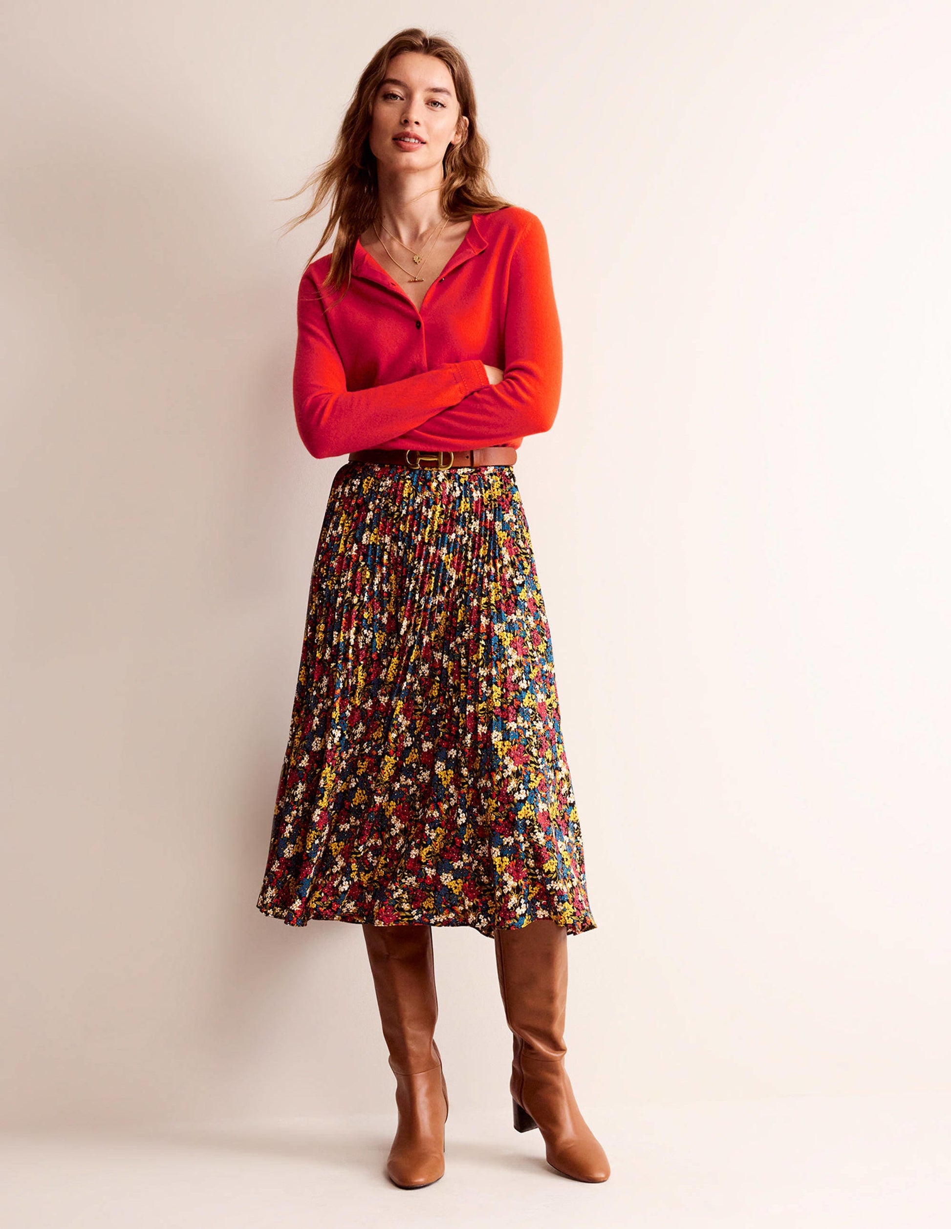 Eva Kaschmir-Strickjacke mit Rundhalsausschnitt-Fiesta-Orange-4