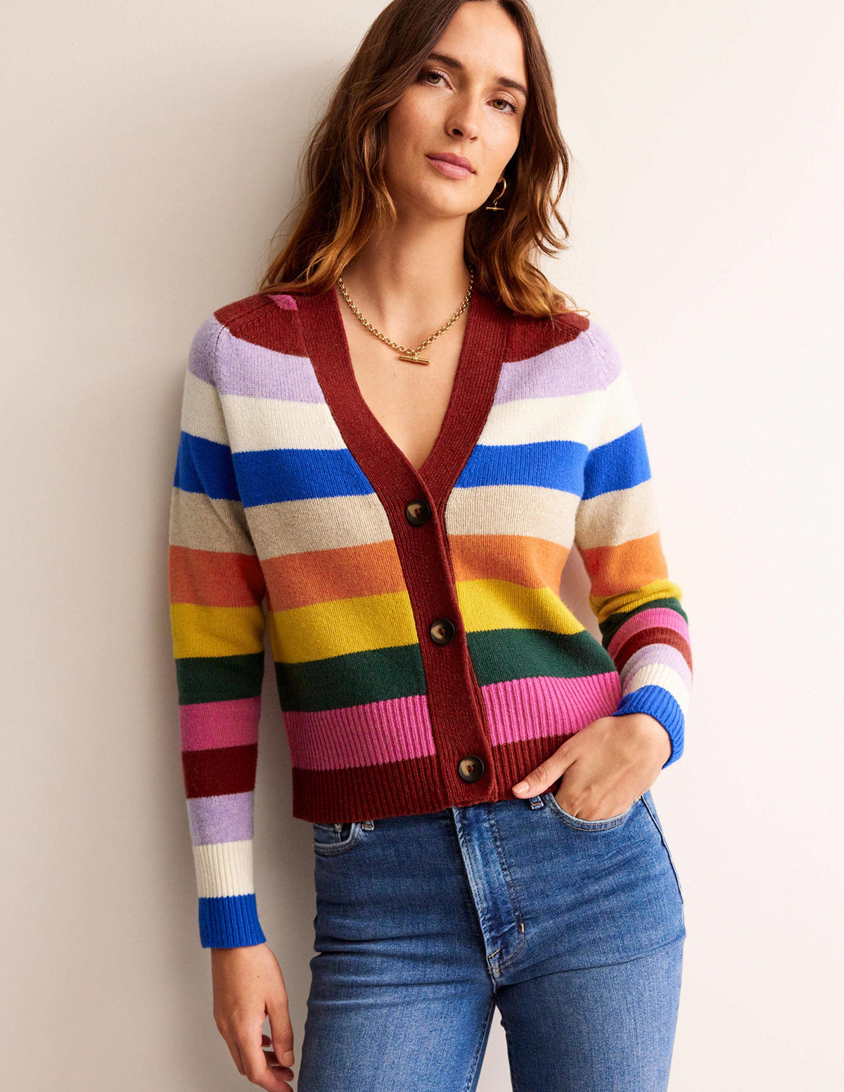 Olivia Merino-Strickjacke-Regenbogen Bunt - Image 4