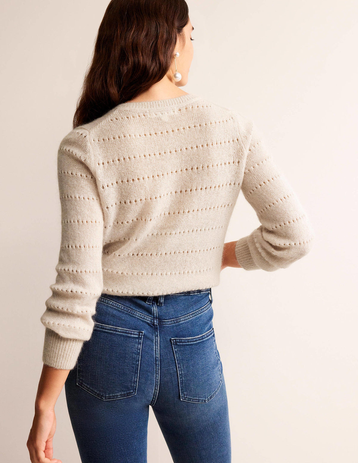 Flauschige, texturierte Strickjacke-Vanille - Image 3