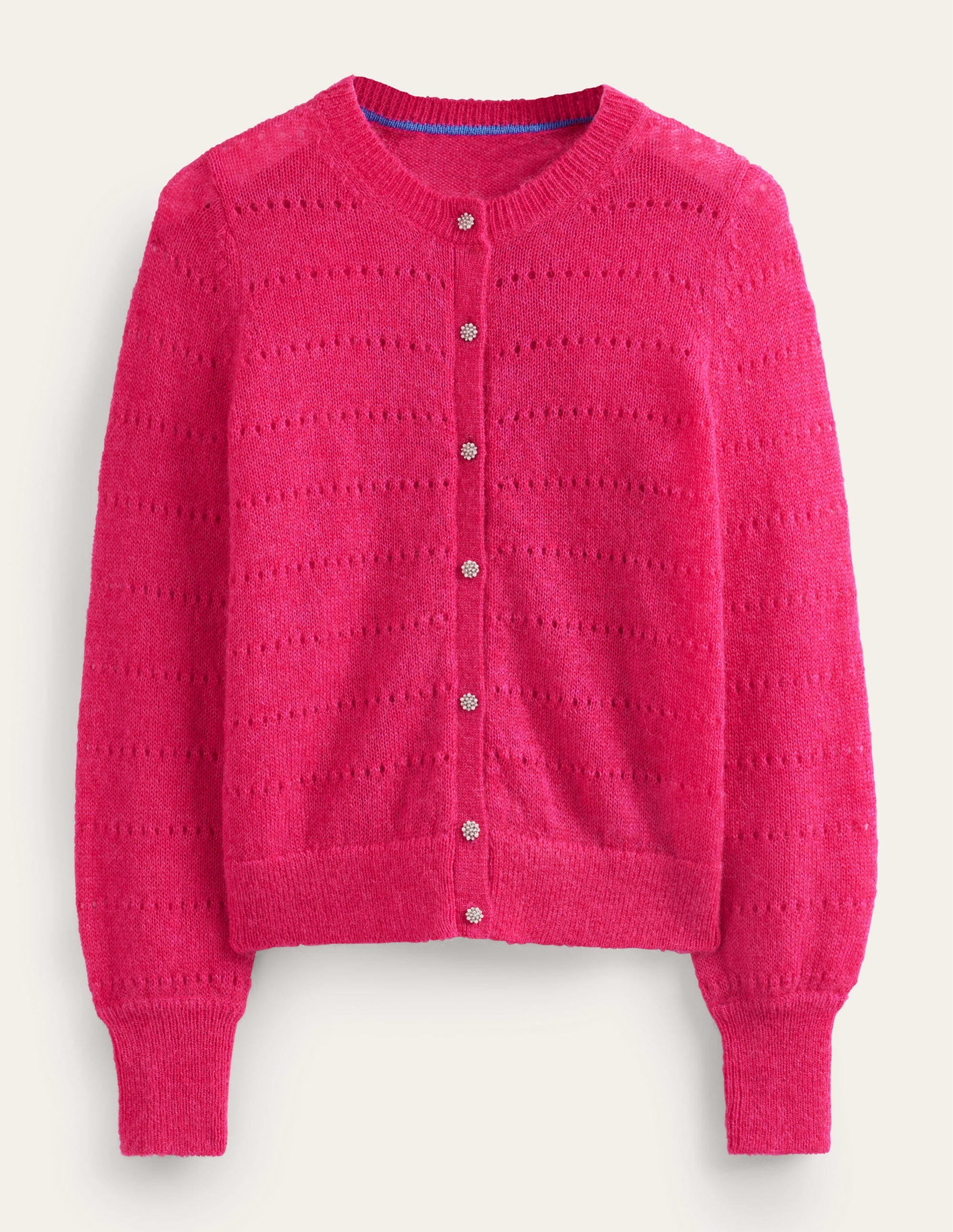 Flauschige, texturierte Strickjacke-Kräftiges Rosa - Image 6