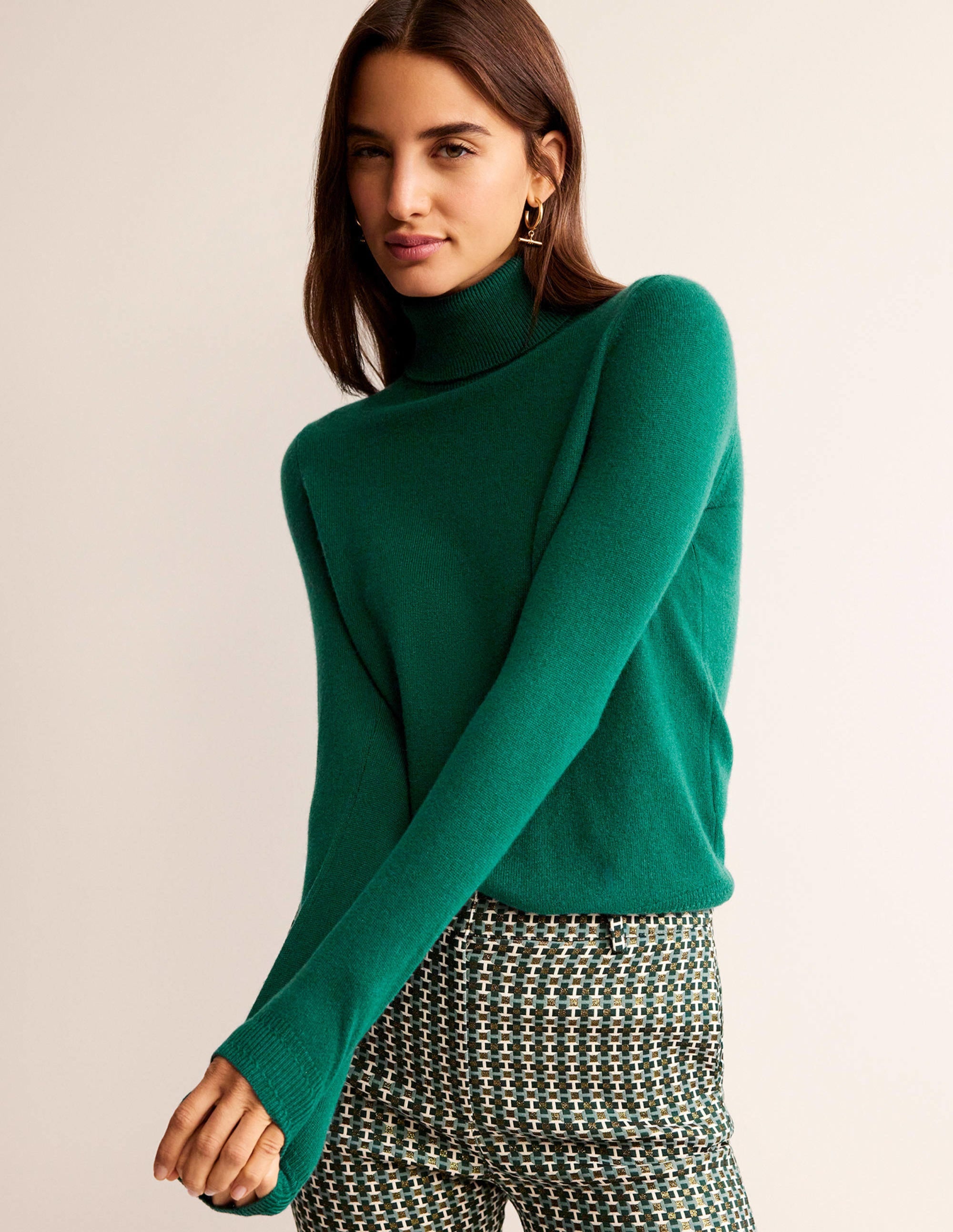 Eva Rollkragenpullover aus Kaschmir-Dunkles Waldgrün - Image 1