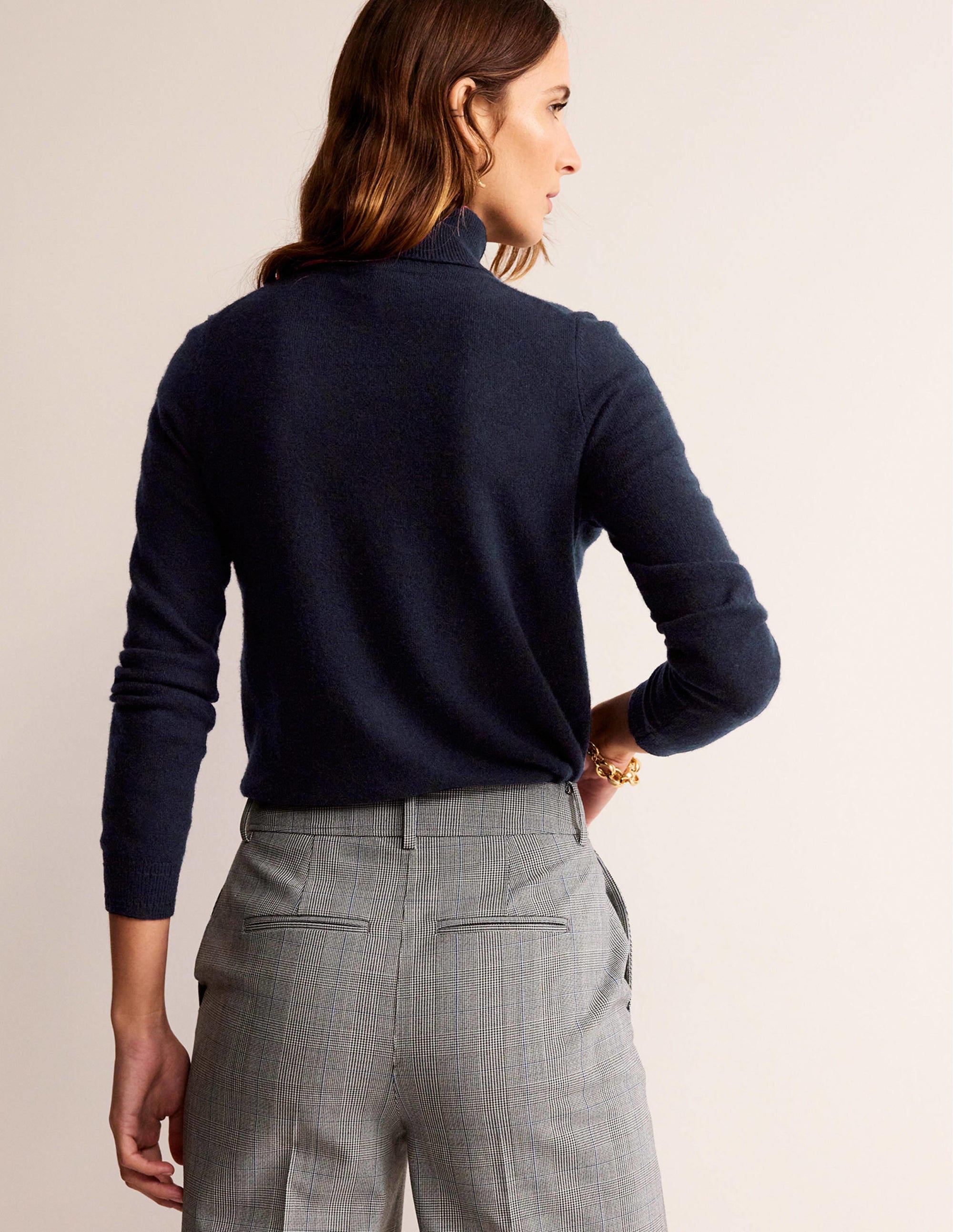 Pull Eva col roulé en cachemire-Bleu marine - Image 3