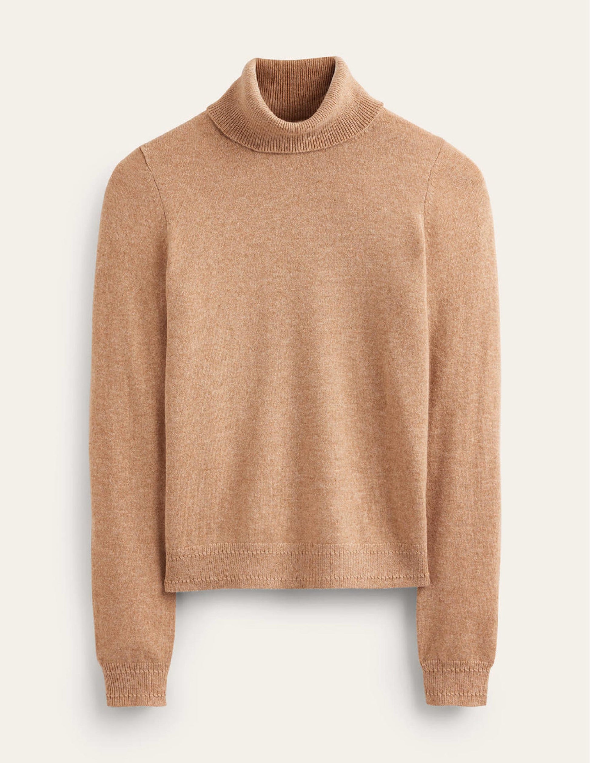 Pull Eva col roulé en cachemire-Camel chiné-5