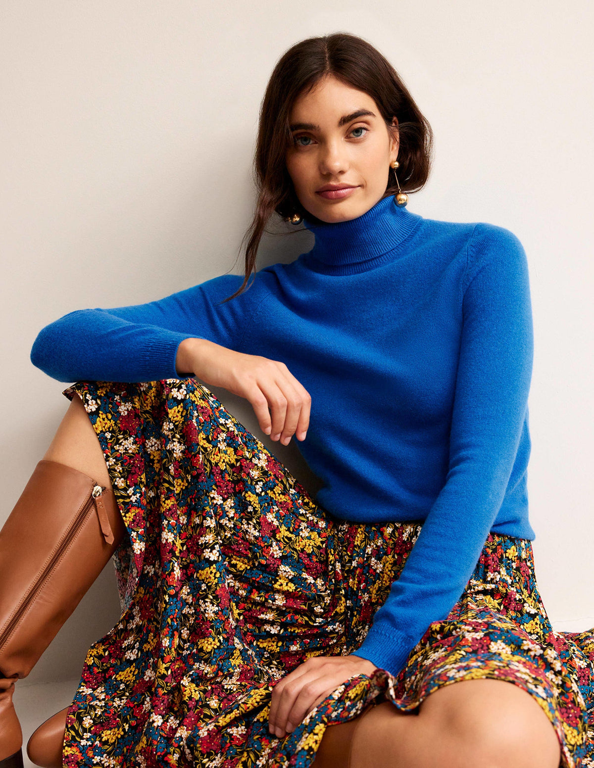 Eva Rollkragenpullover aus Kaschmir-Cyanblau-1