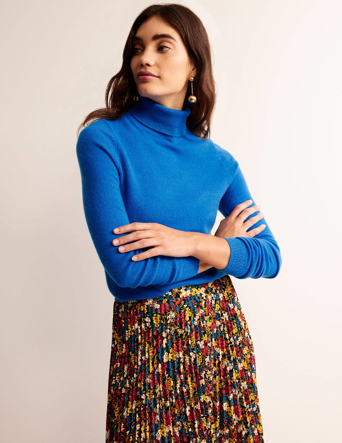 Eva Rollkragenpullover aus Kaschmir-Cyanblau-4