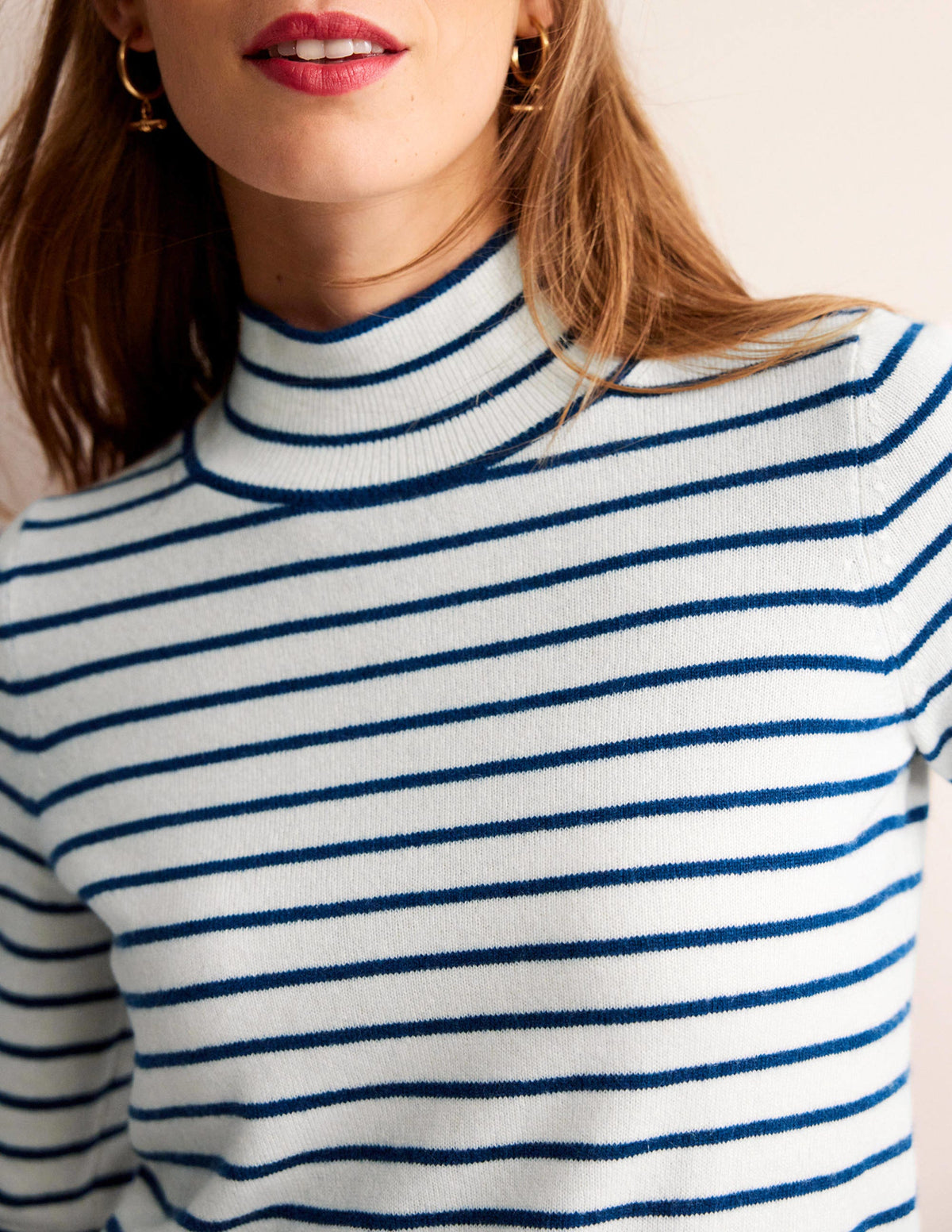 Gestreifter Kaschmirpullover-Naturweiß/Marineblau-3