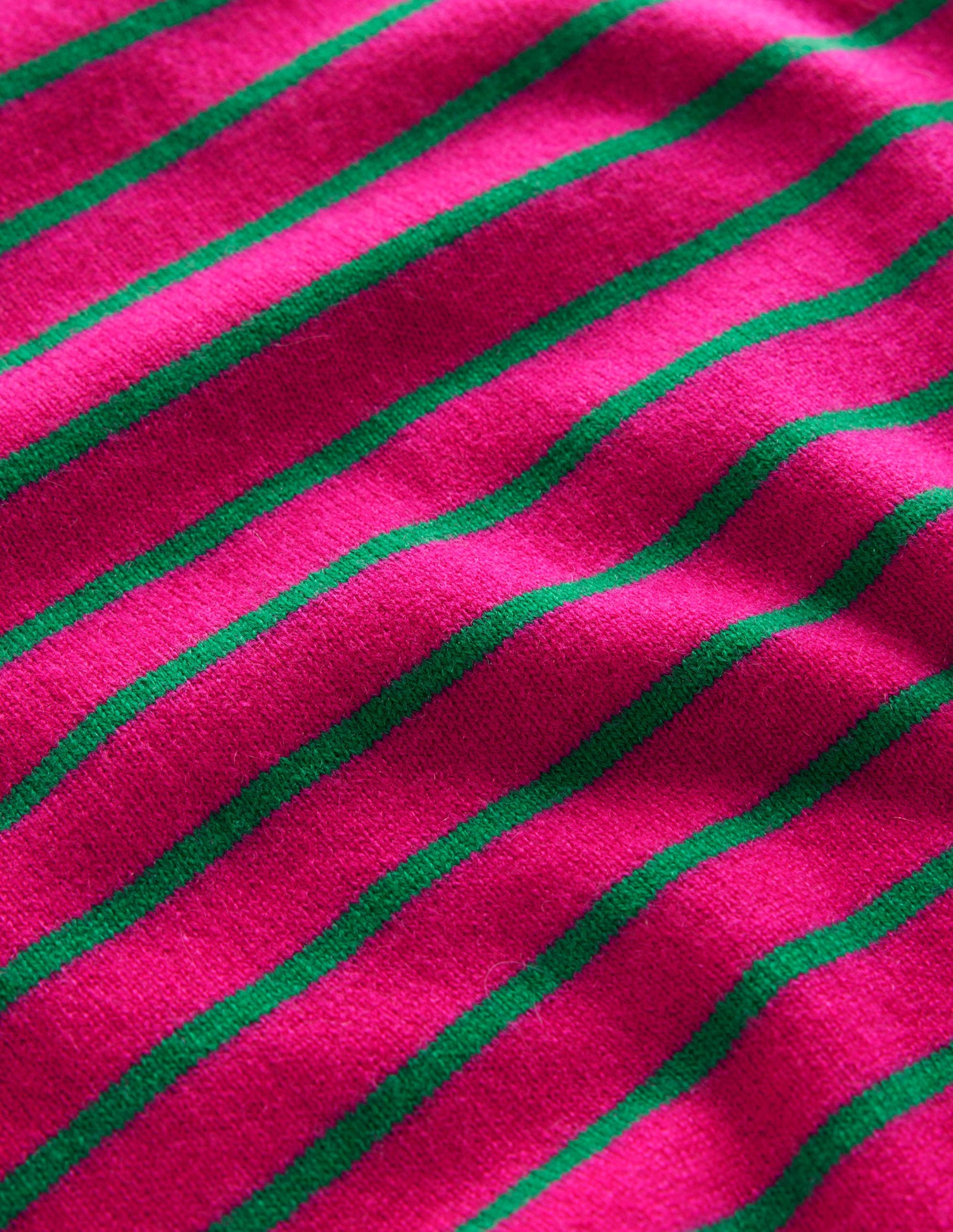 Pull rayé en cachemire-Rose vif/vert viridian-6