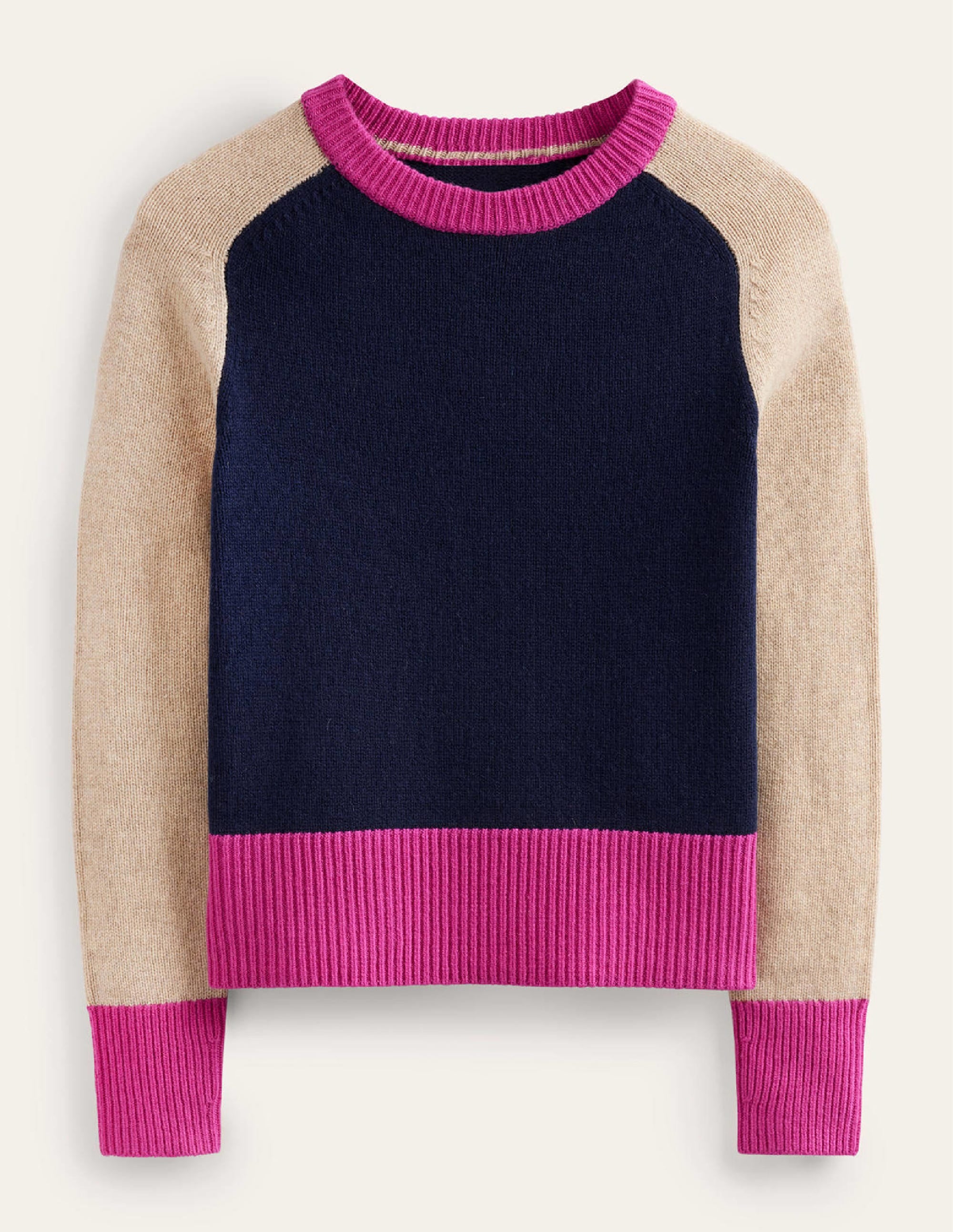 Olivia Merino Jumper-French Navy Colourblock - Image 6