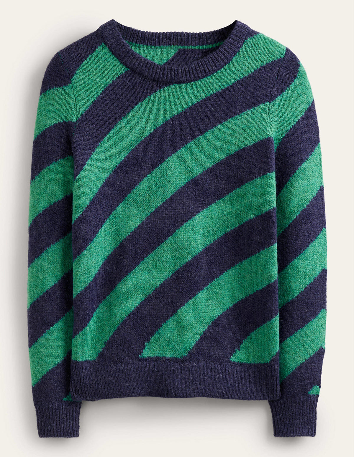 Flauschiger Pullover mit diagonalen Streifen-Grün/Marineblau gestreift - Image 5