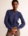 Pull duveteux texturé-Bleu marine