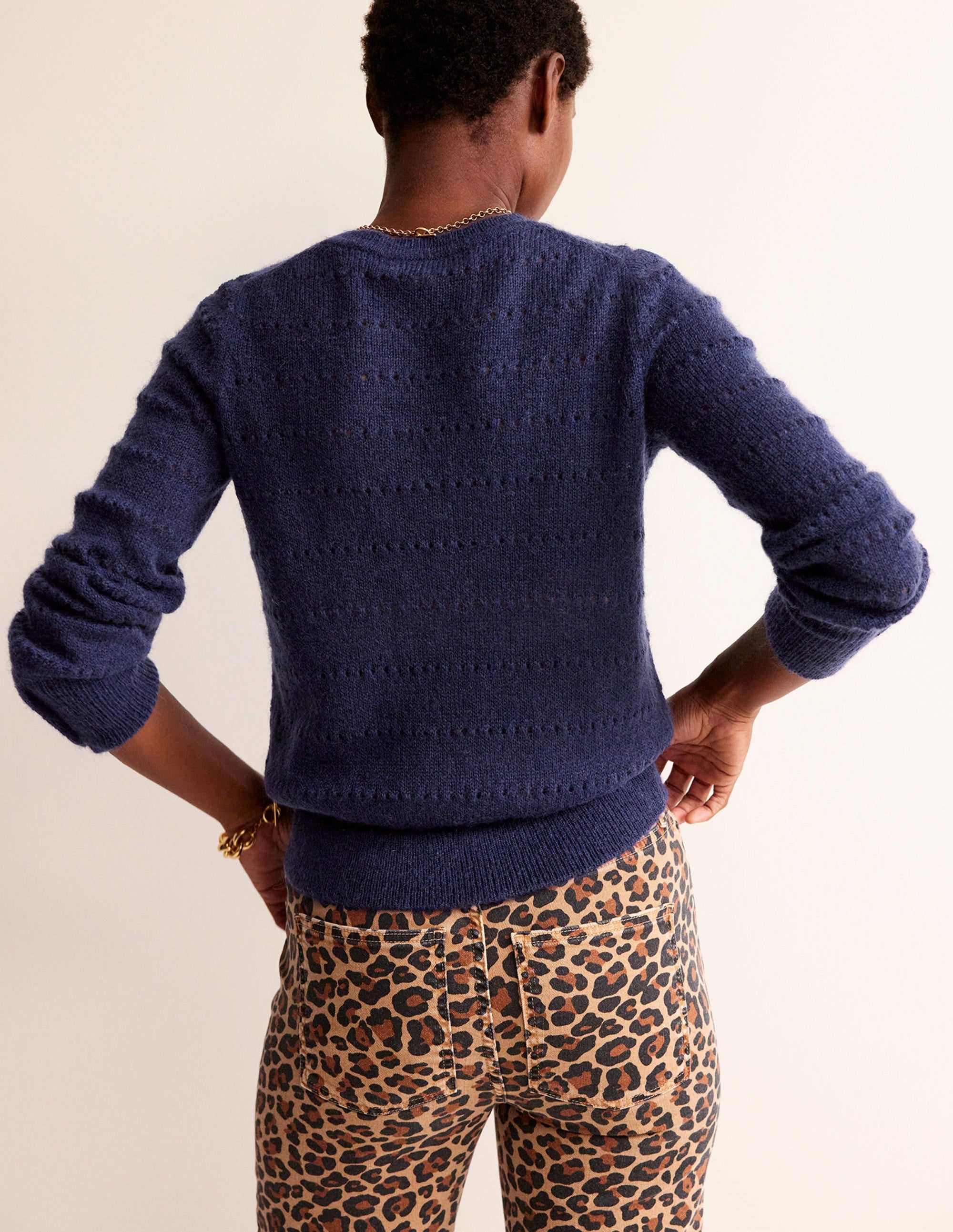 Pull duveteux texturé-Bleu marine - Image 3