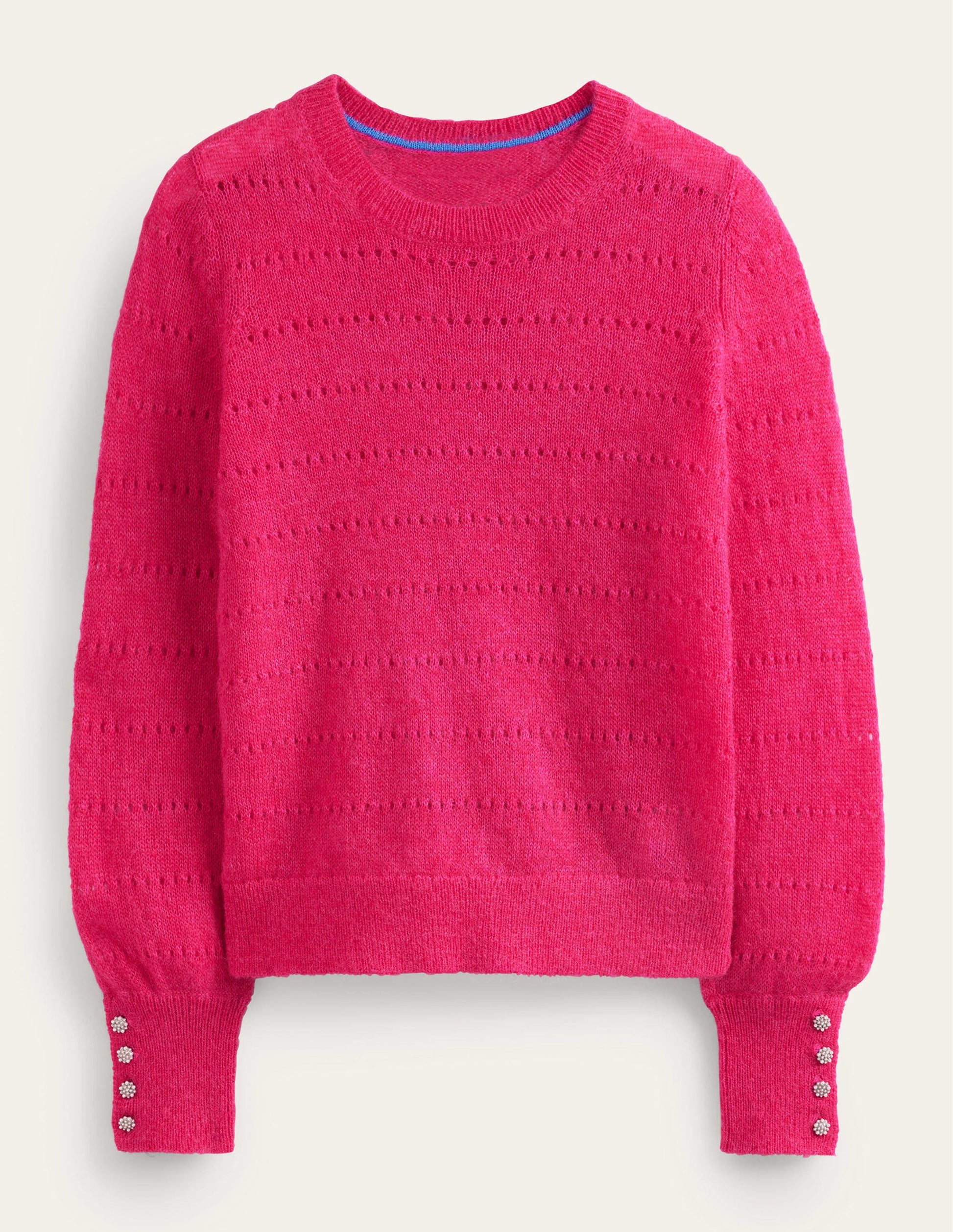 Flauschiger, texturierter Pullover-Kräftiges Rosa-5