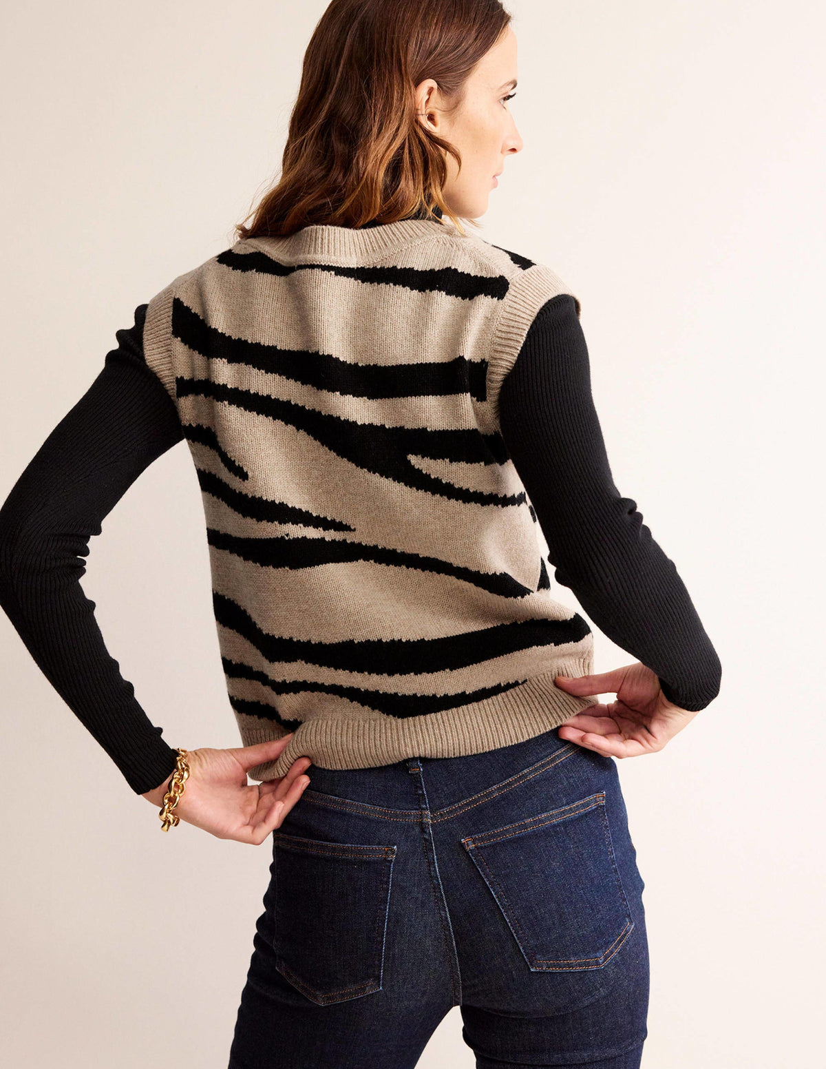 Zebra-Pullunder-Graubraun Meliert/Schwarz-3
