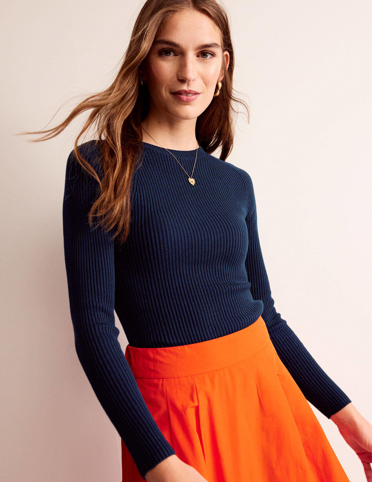 Baumwollpullover aus Rippstrick-Marineblau - Image 1