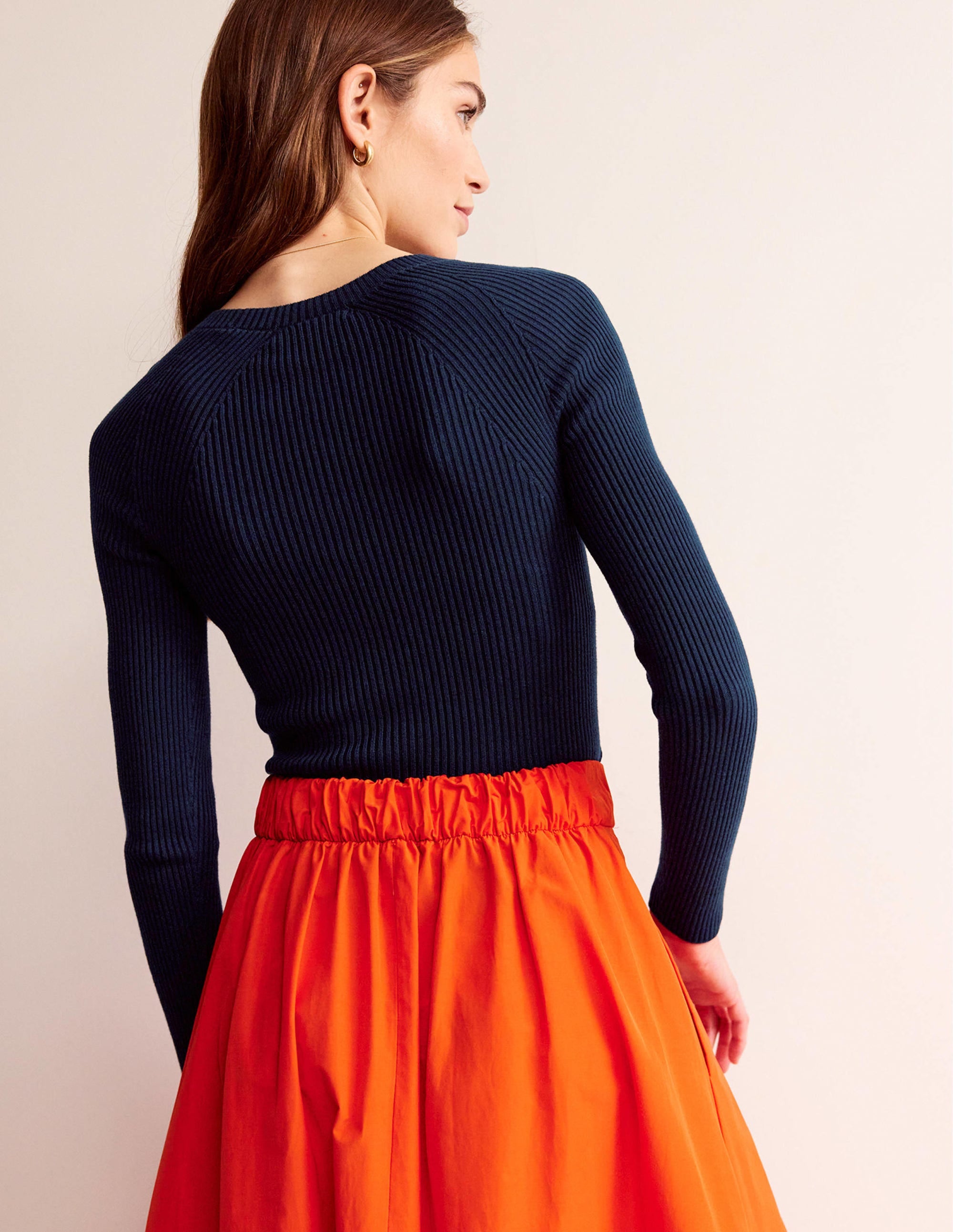Baumwollpullover aus Rippstrick-Marineblau - Image 3