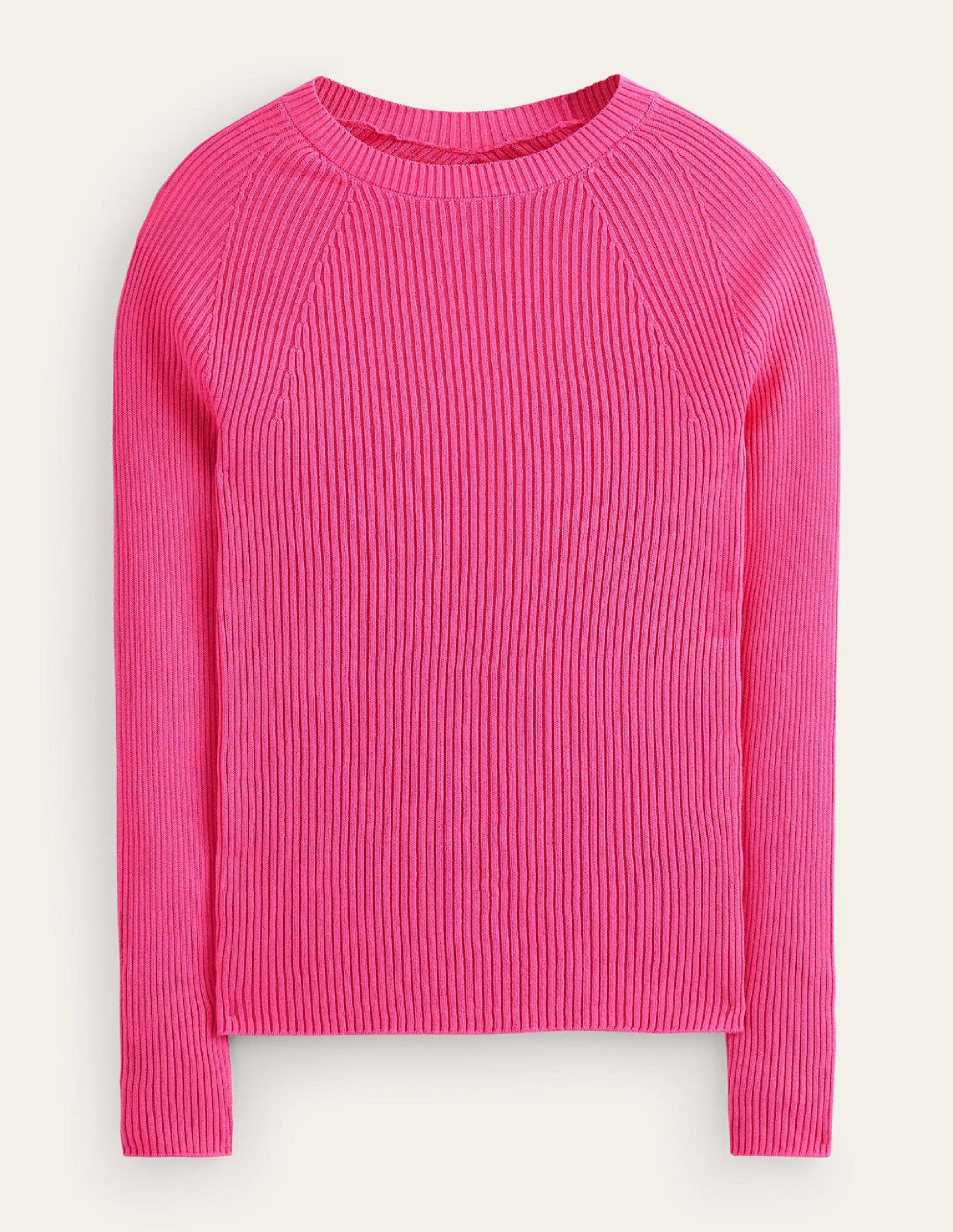 Pull côtelé en coton-Rose-5