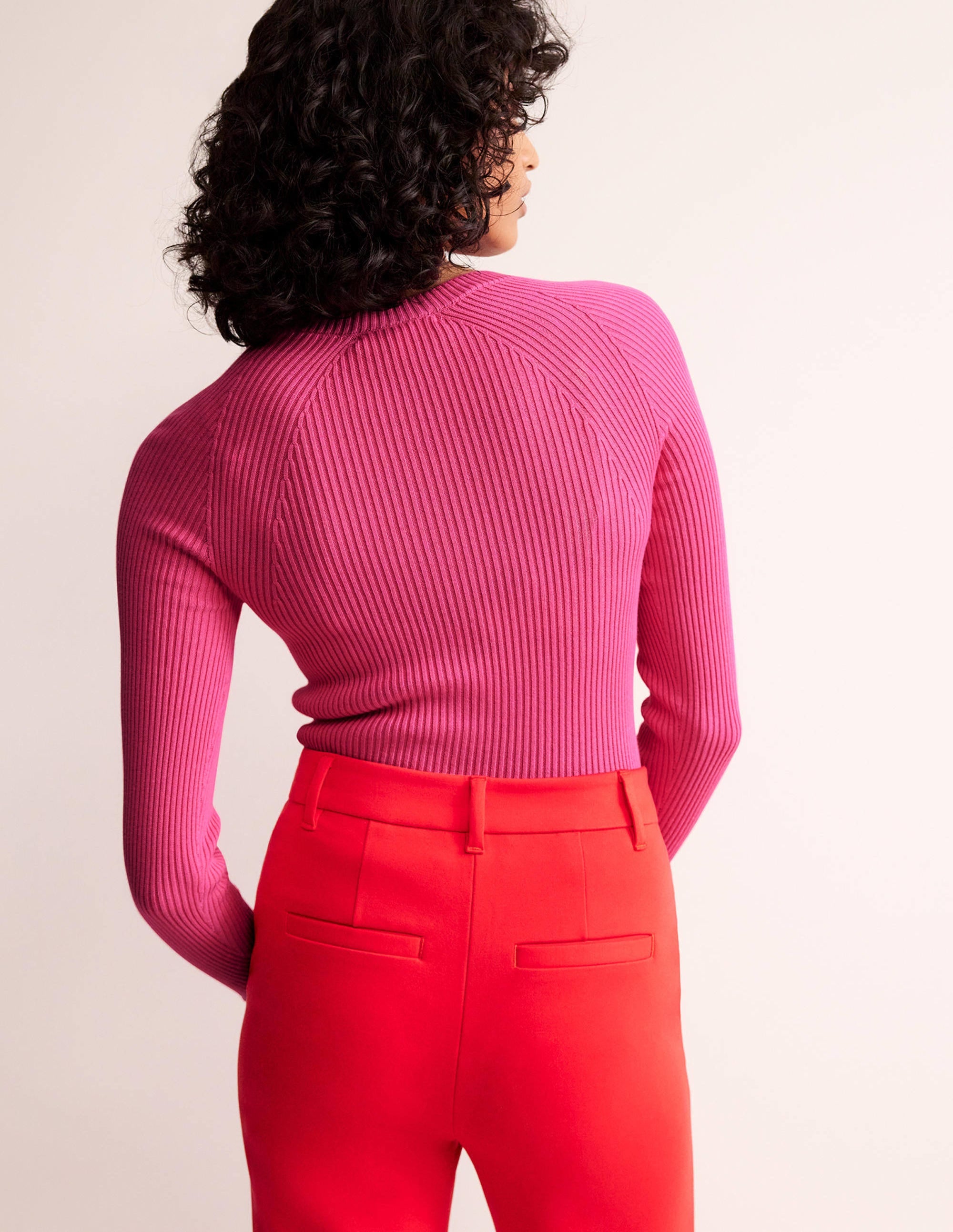 Pull côtelé en coton-Rose - Image 3