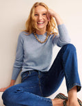 Kaschmirpullover mit Muschelsaum-Dämmerungsblau