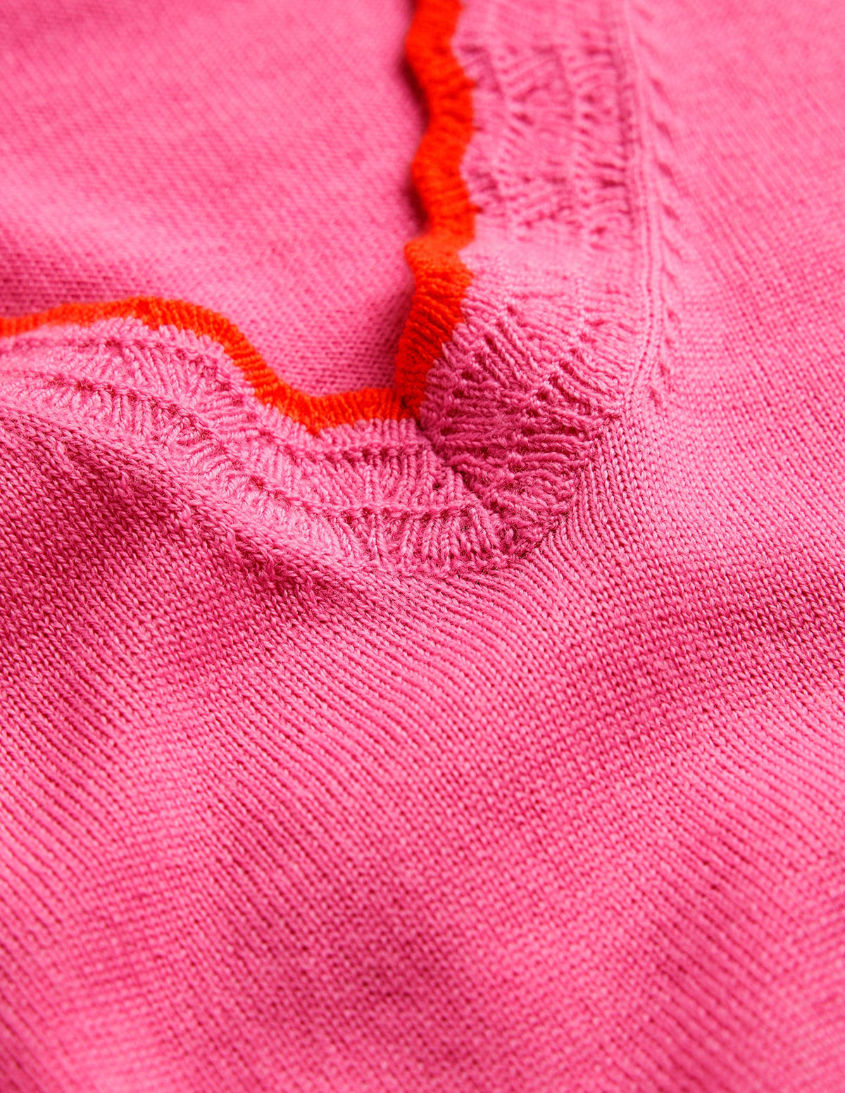 Merino-Pullover mit V-Ausschnitt und Muschelsaum-Mittelpink-6