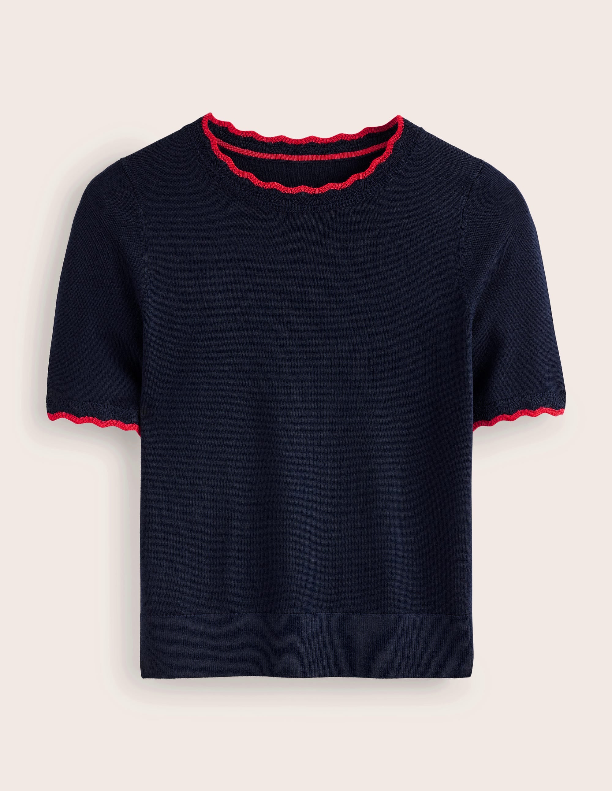 Merino Scalloped T-shirt-Navy - Image 5