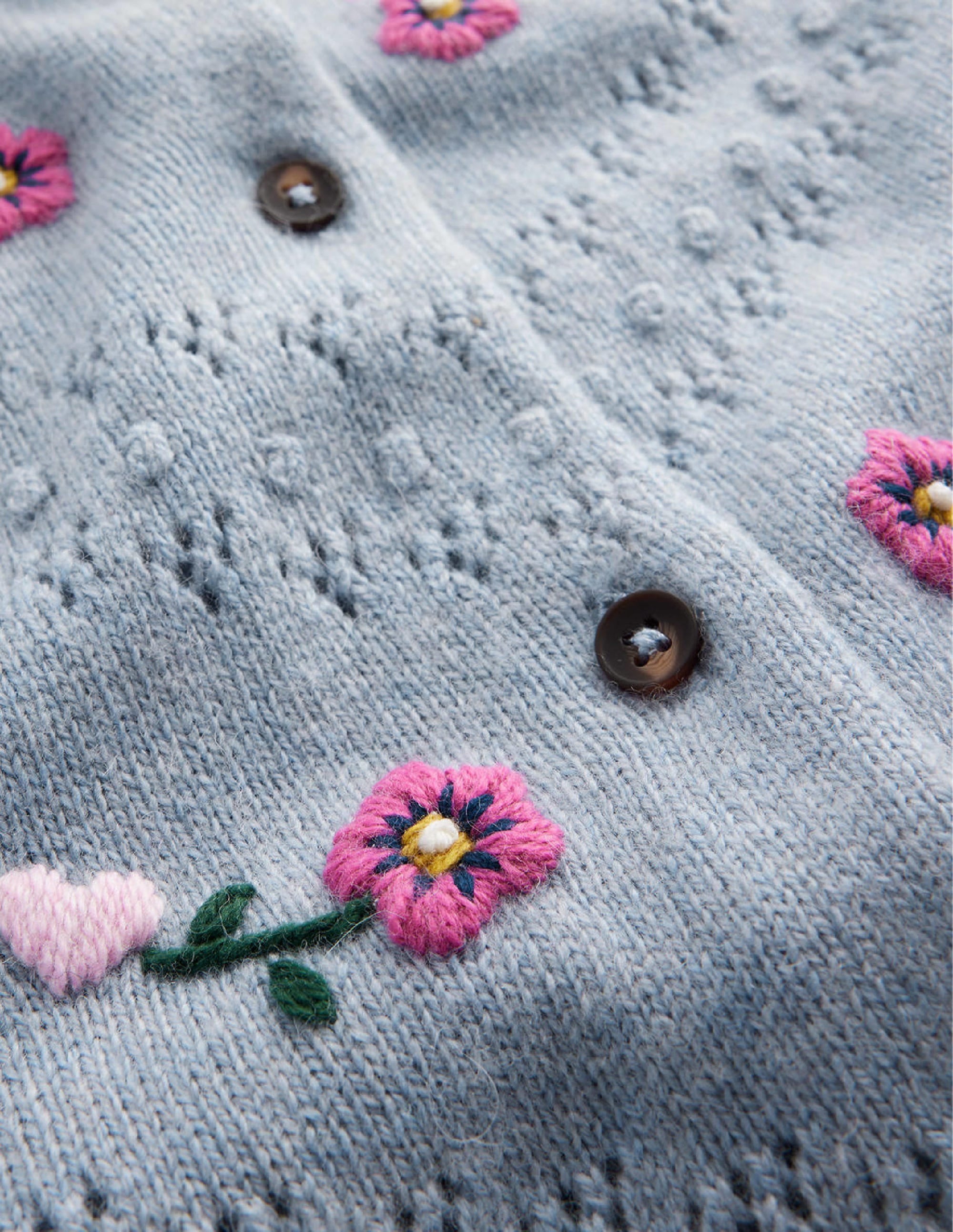 Strickjacke mit floraler Stickerei-Graublau - Image 7