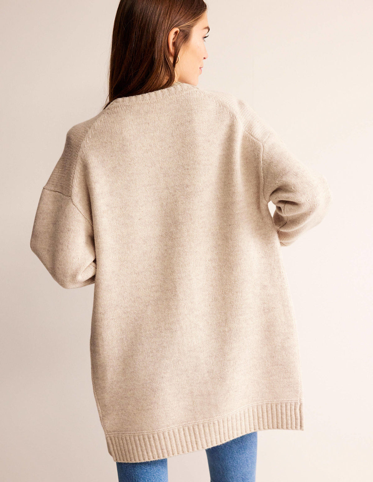 Manteljacke aus gebürsteter Wolle-Haferbeige Meliert-3