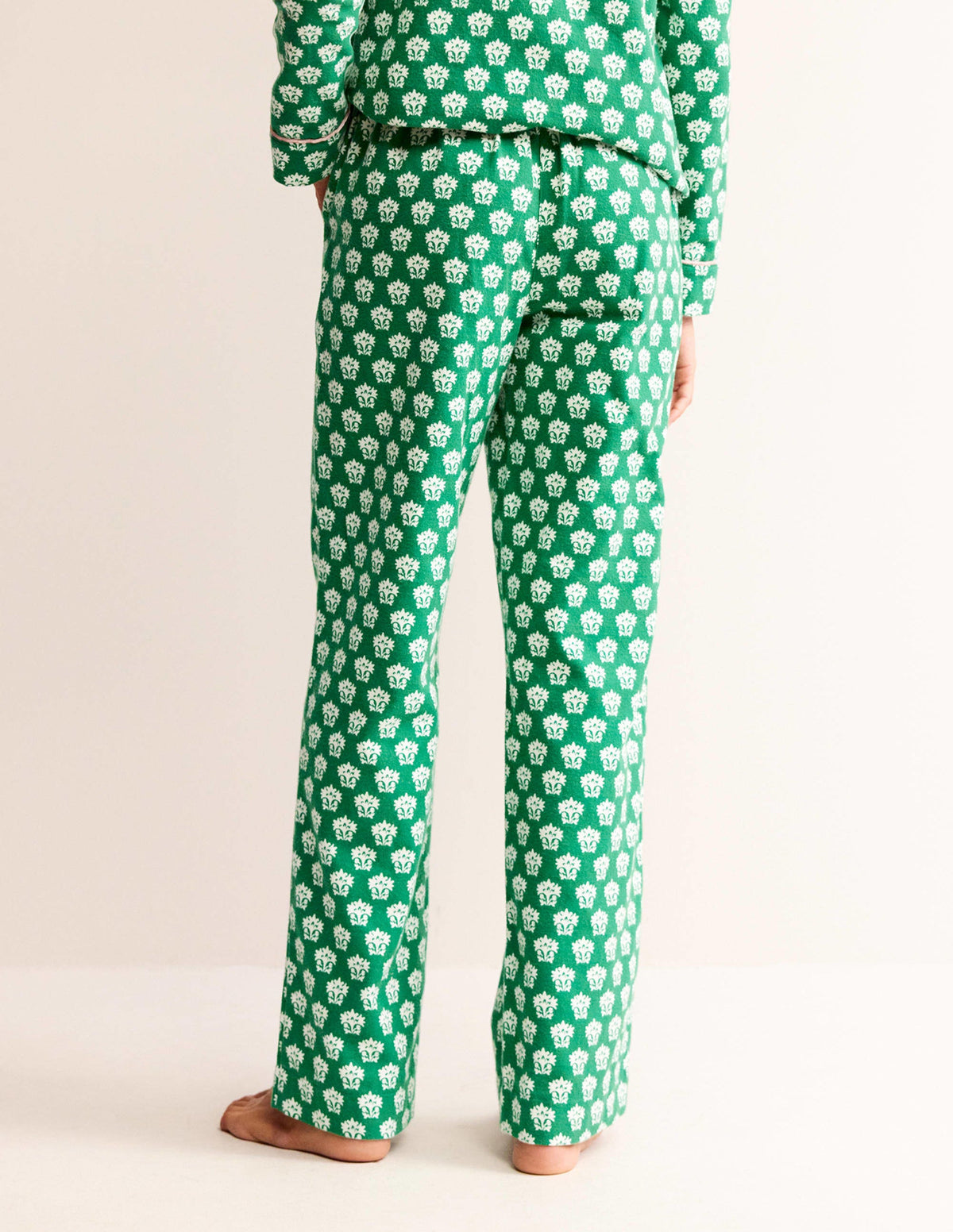 Bas de pyjama en coton brossé-Vert viridian, motif Lily - Image 3